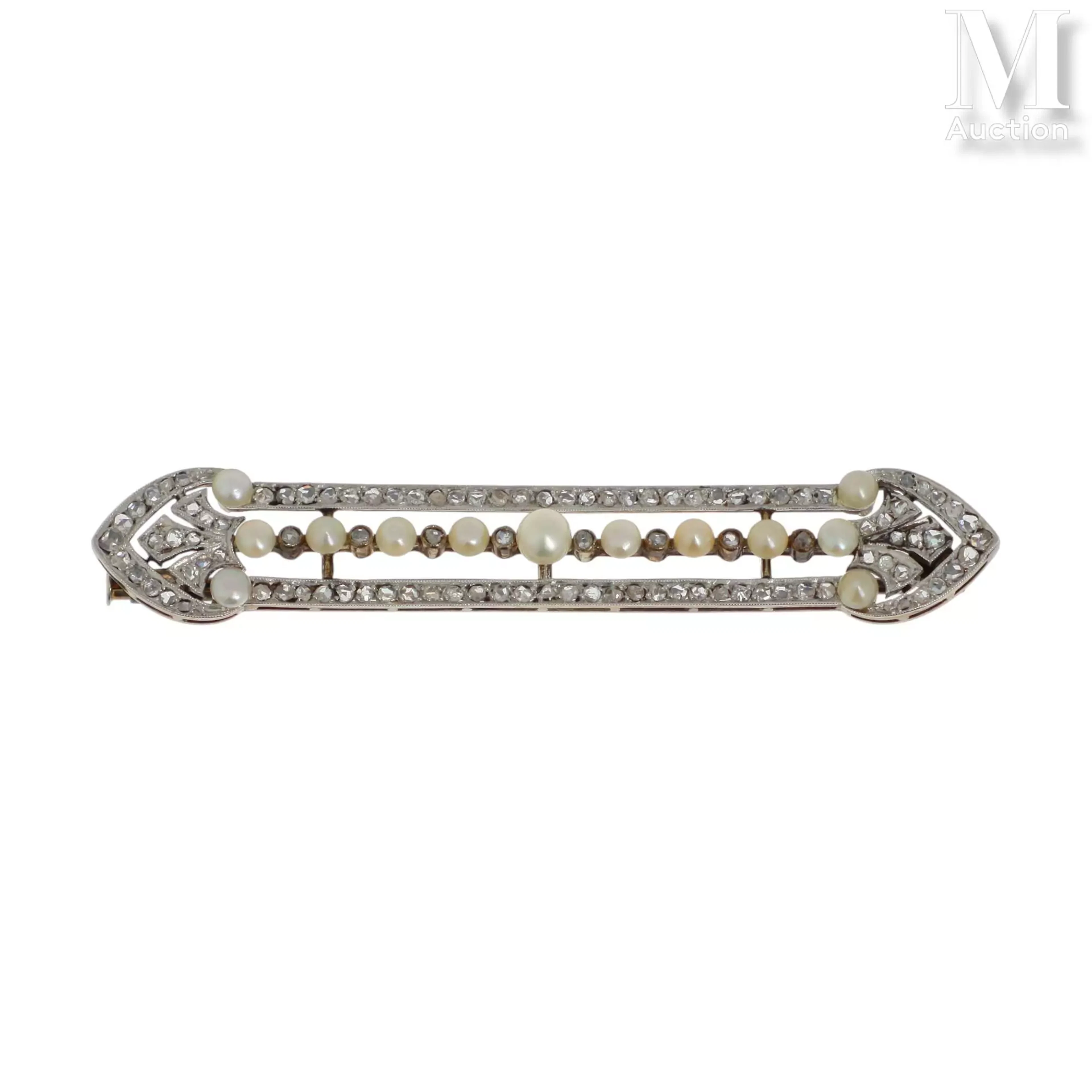 Broche perles diamants