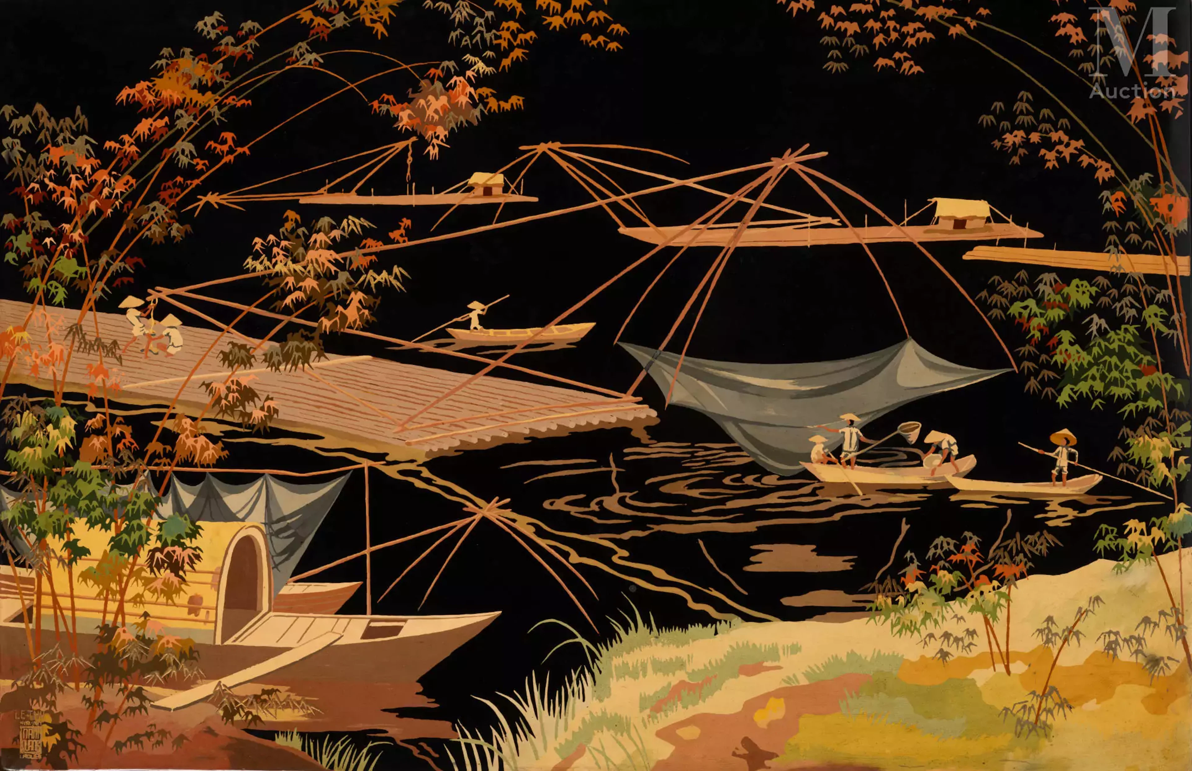 LE THY (1919-1961) "Les pêcheurs"