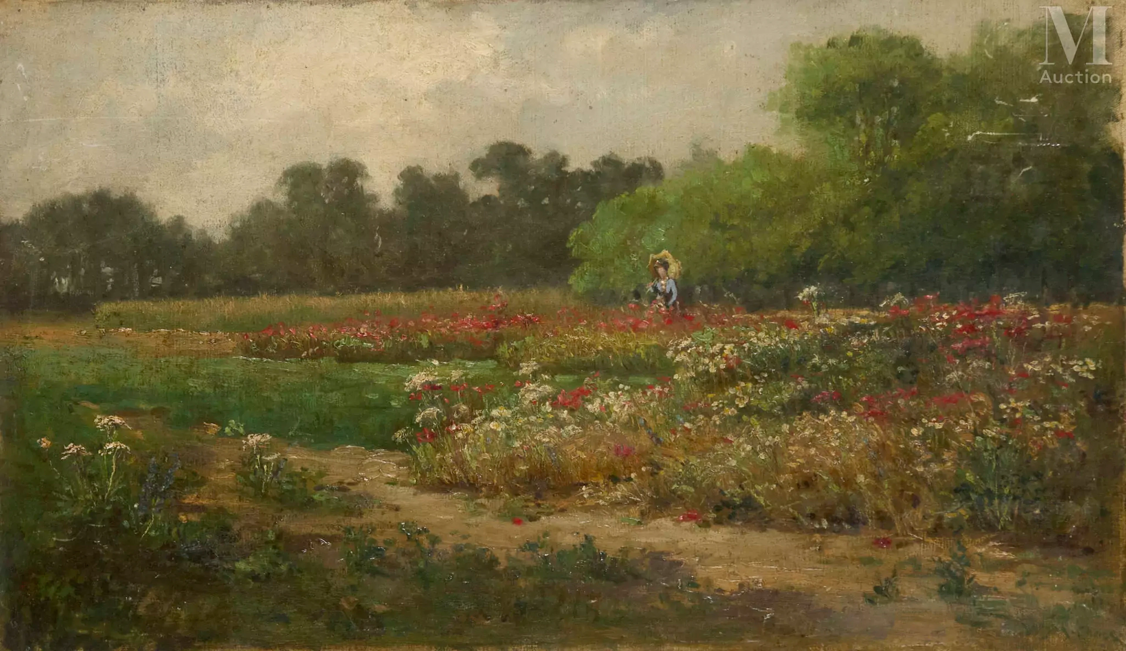 Attribué à William Merritt CHASE (1849-1916) Femme à l'ombrelle dans