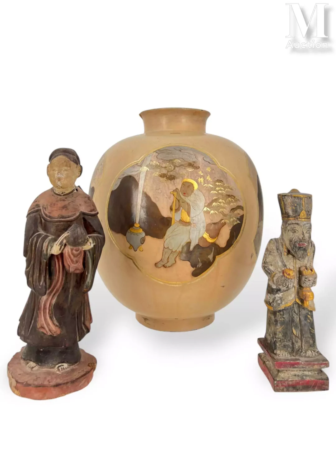 ASIE, XIXe/XXe siècle Grand vase ovale en bois laqué