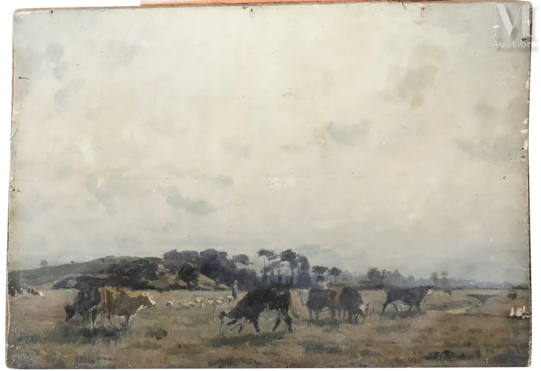 Ecole française du XIX° siècle Vaches dans un près