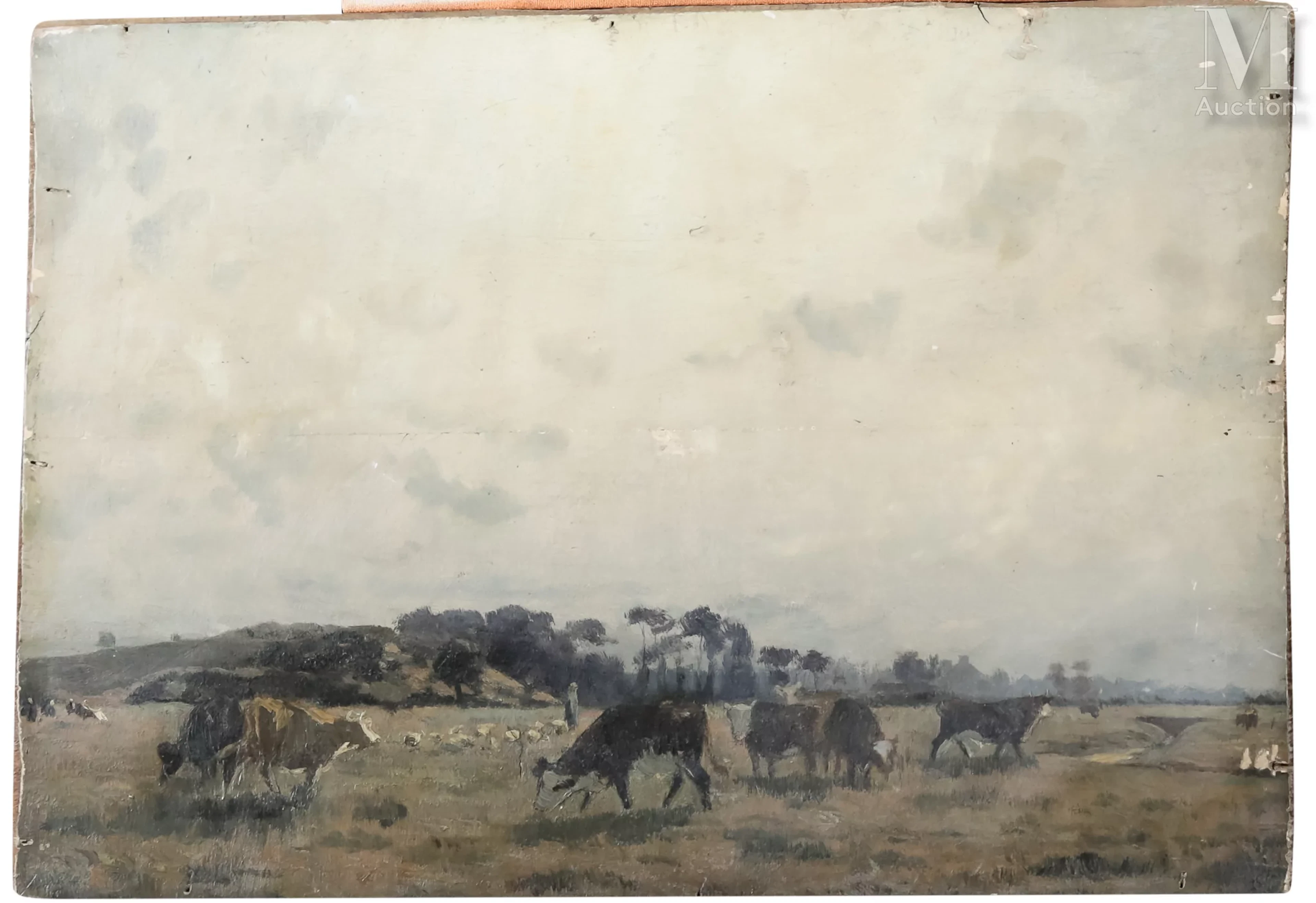 Ecole française du XIX° siècle Vaches dans un près