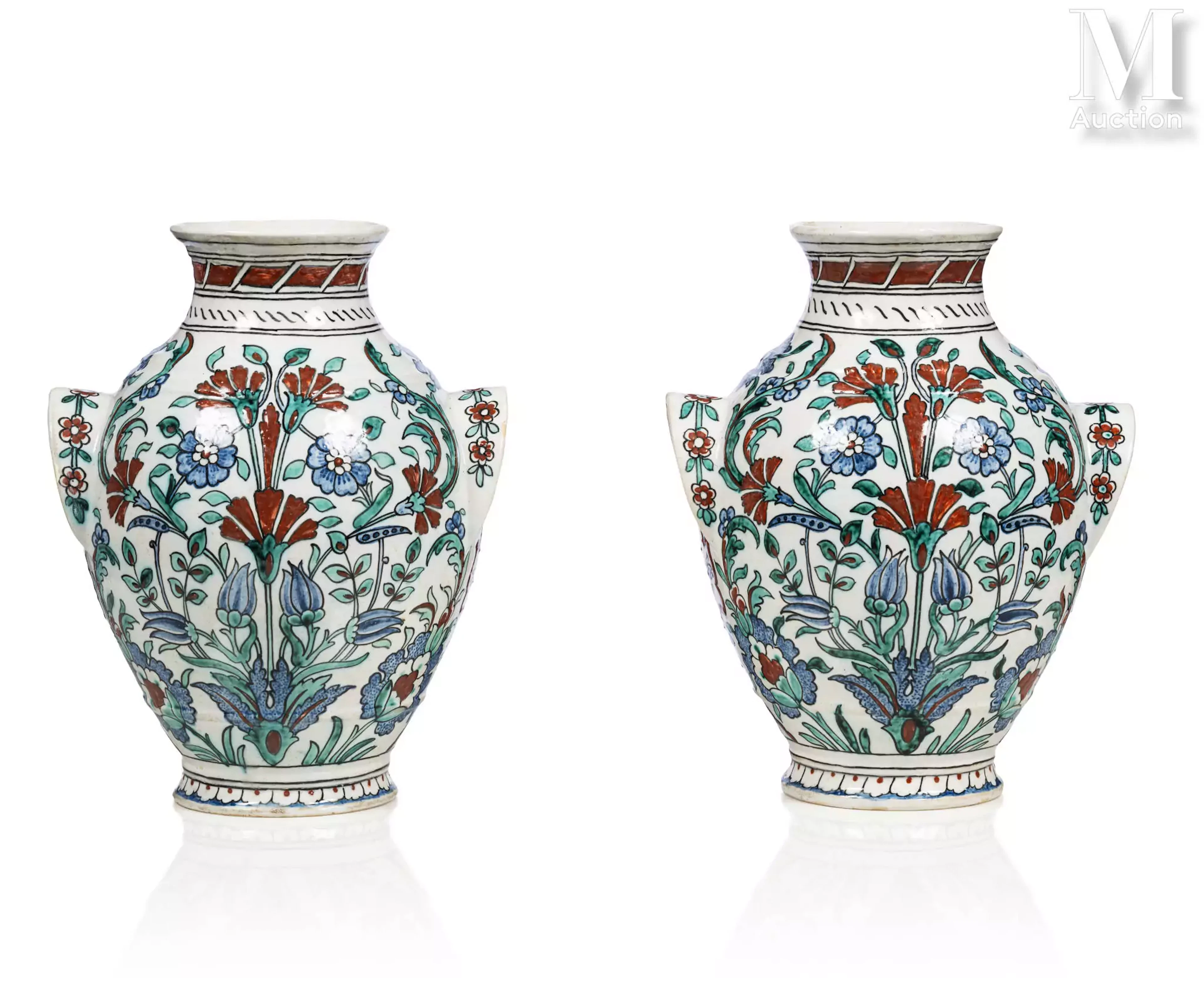Paire de vases « façon Iznik », manufacture Samson France, Paris