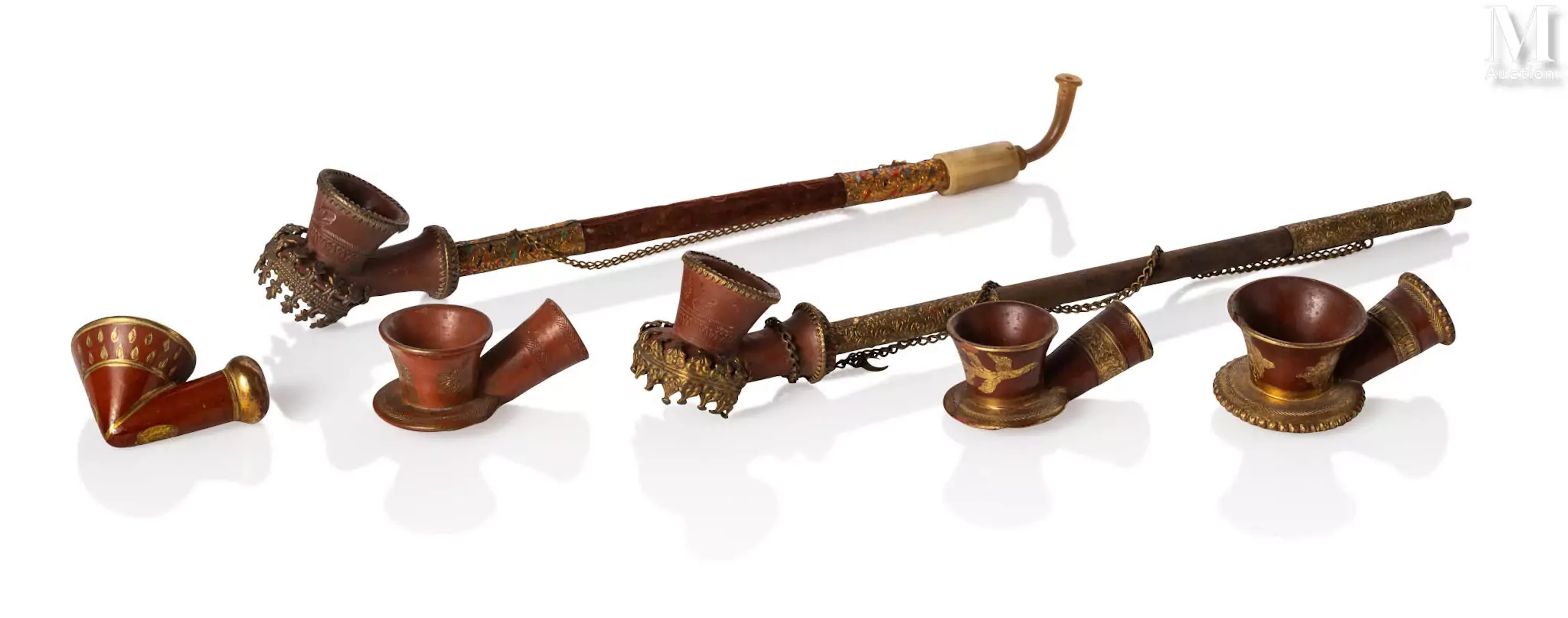 Ensemble de pipes chibouk et fourneaux de Tophane Empire ottoman
