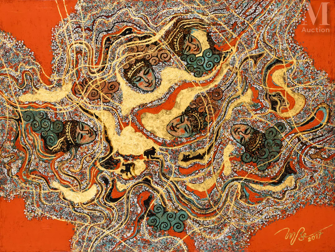 Ⓟ TRUONG BE (1942-2020) "Le rêve des danseuses", 2017