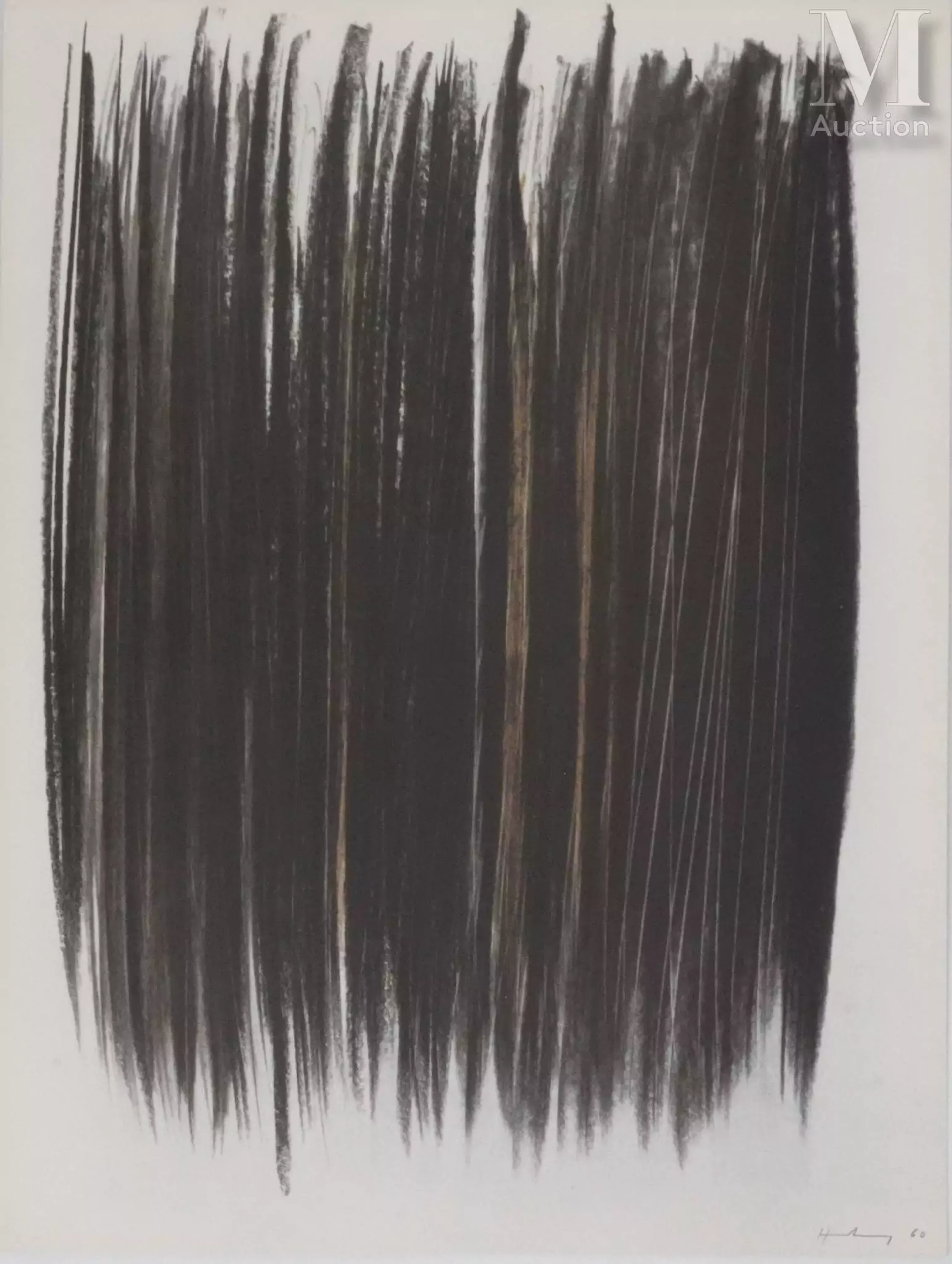 HARTUNG Hans Composition en noire et marron, 1961