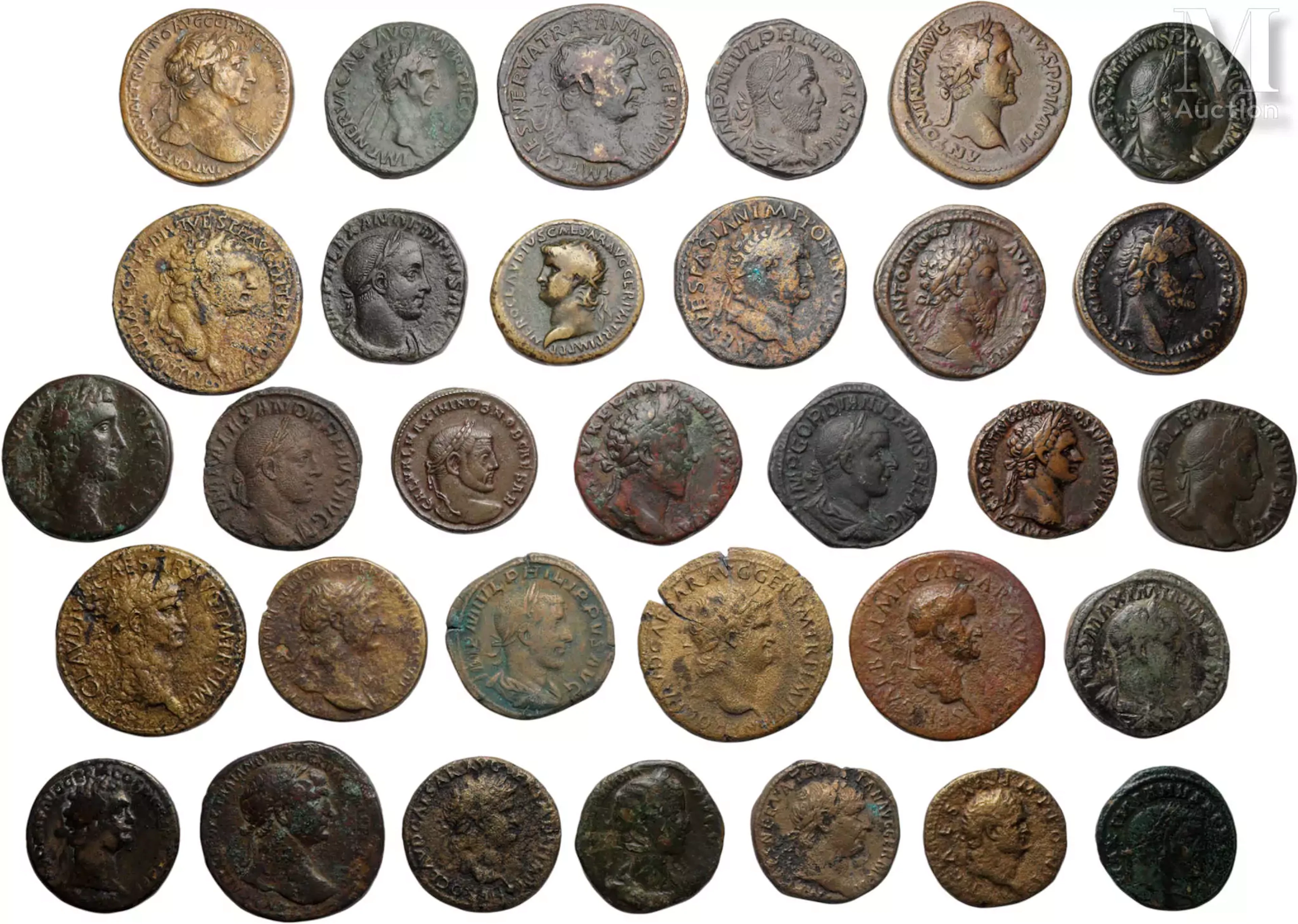 Lot de 32 bronzes de l’empire romain du Ier au début IIIème siècle