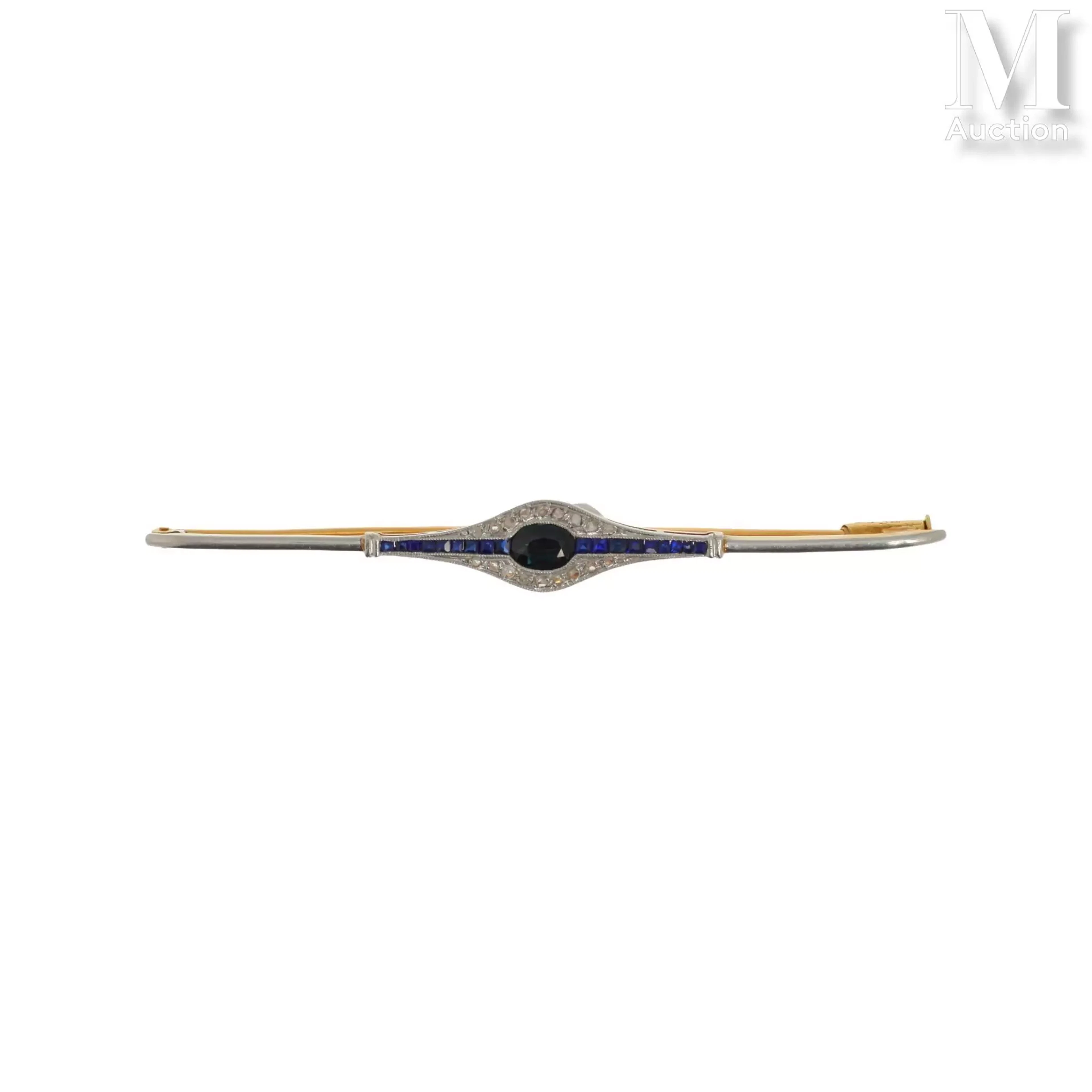 Broche barrette saphirs
