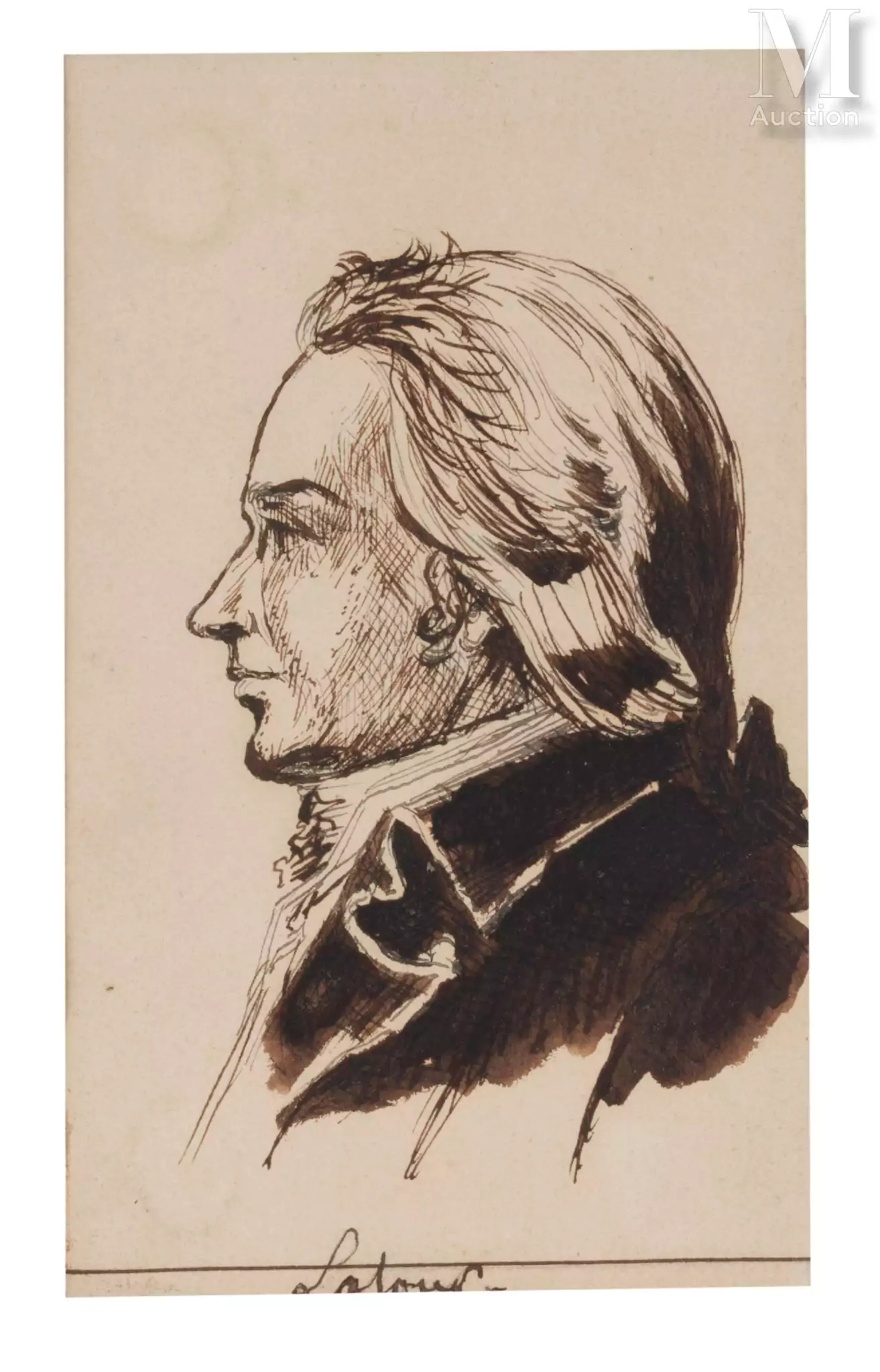 Attribué à Léon COGNIET (Paris 1794-1880) Portrait d’homme de profil droit