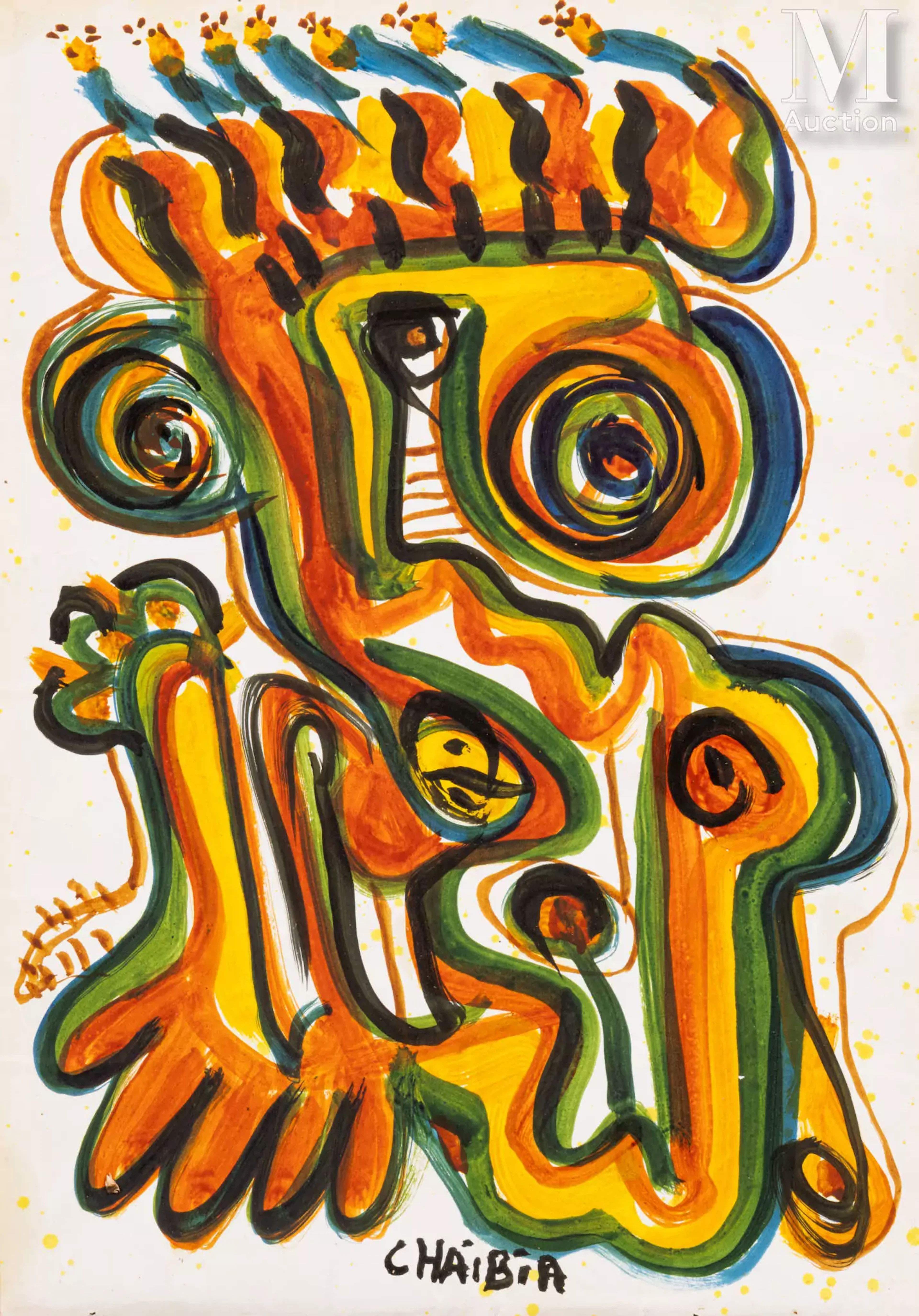 Chaibia TALLAL (Maroc 1929 - 2004) Figure accroupie