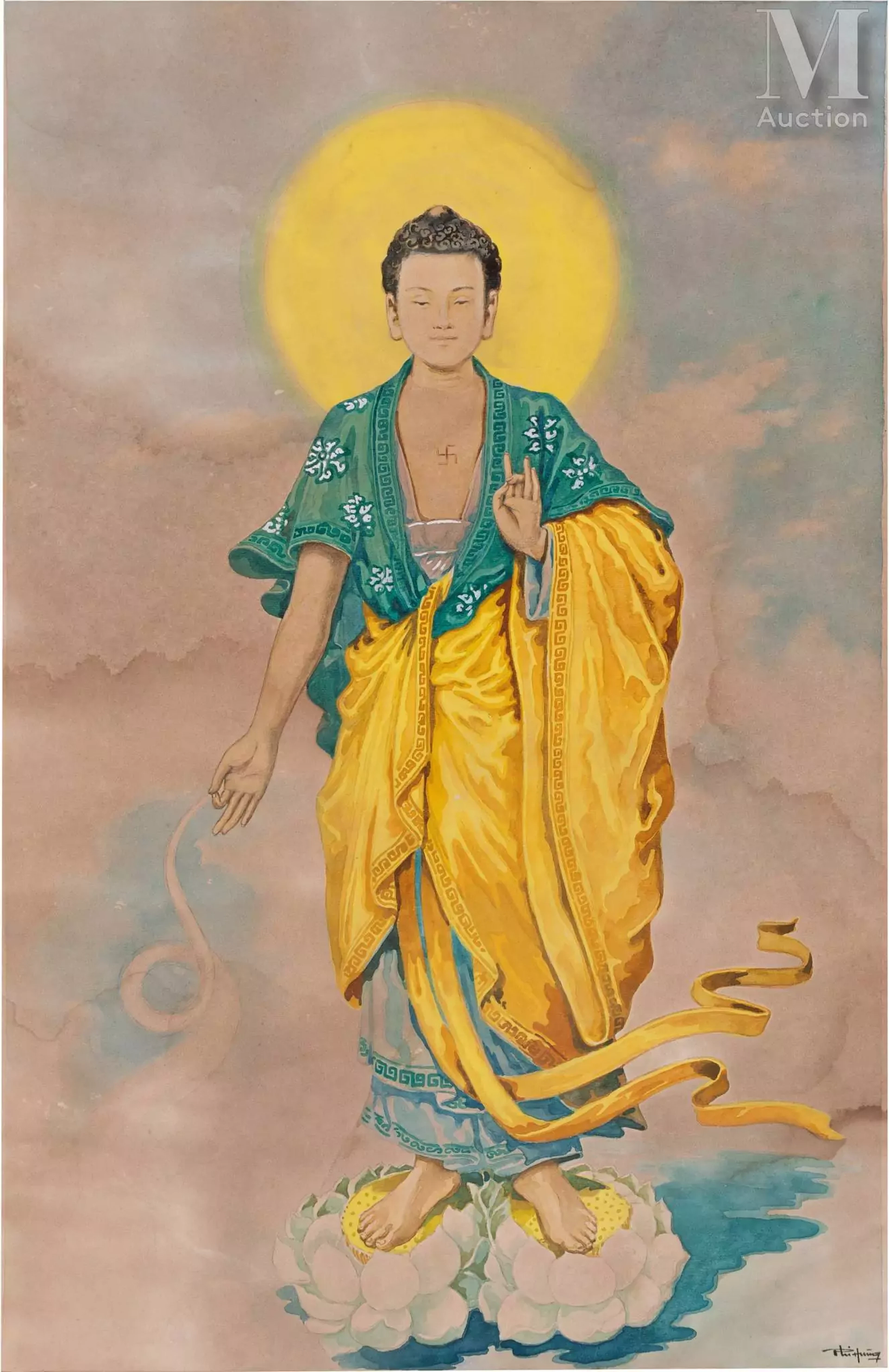 Ⓗ NGUYEN PHI HUNG (1907 - 1987) "Bouddha auréolé"