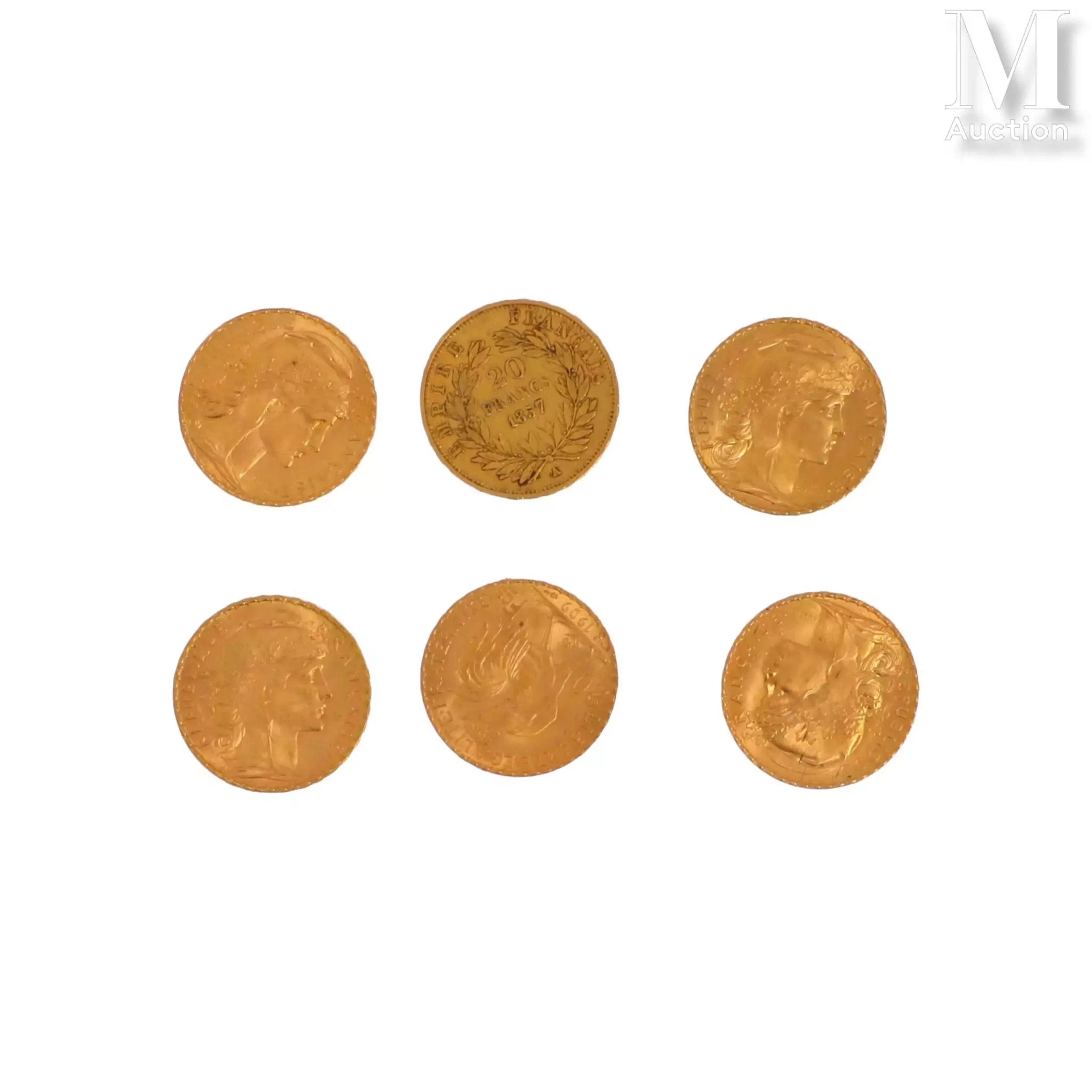 6 pièces 20 FF or