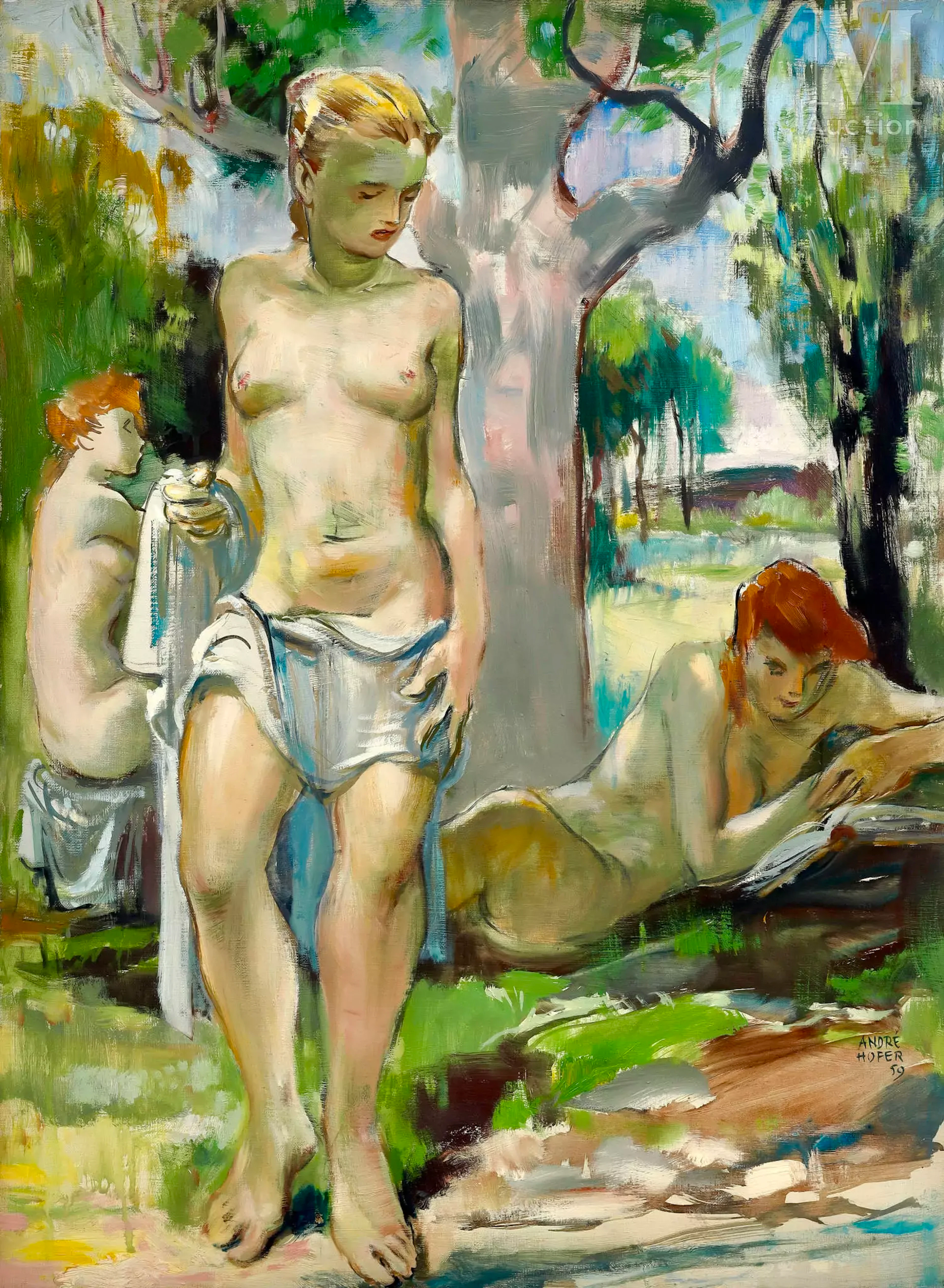 André HOFER (1890-1973) Femmes nues dans la nature
