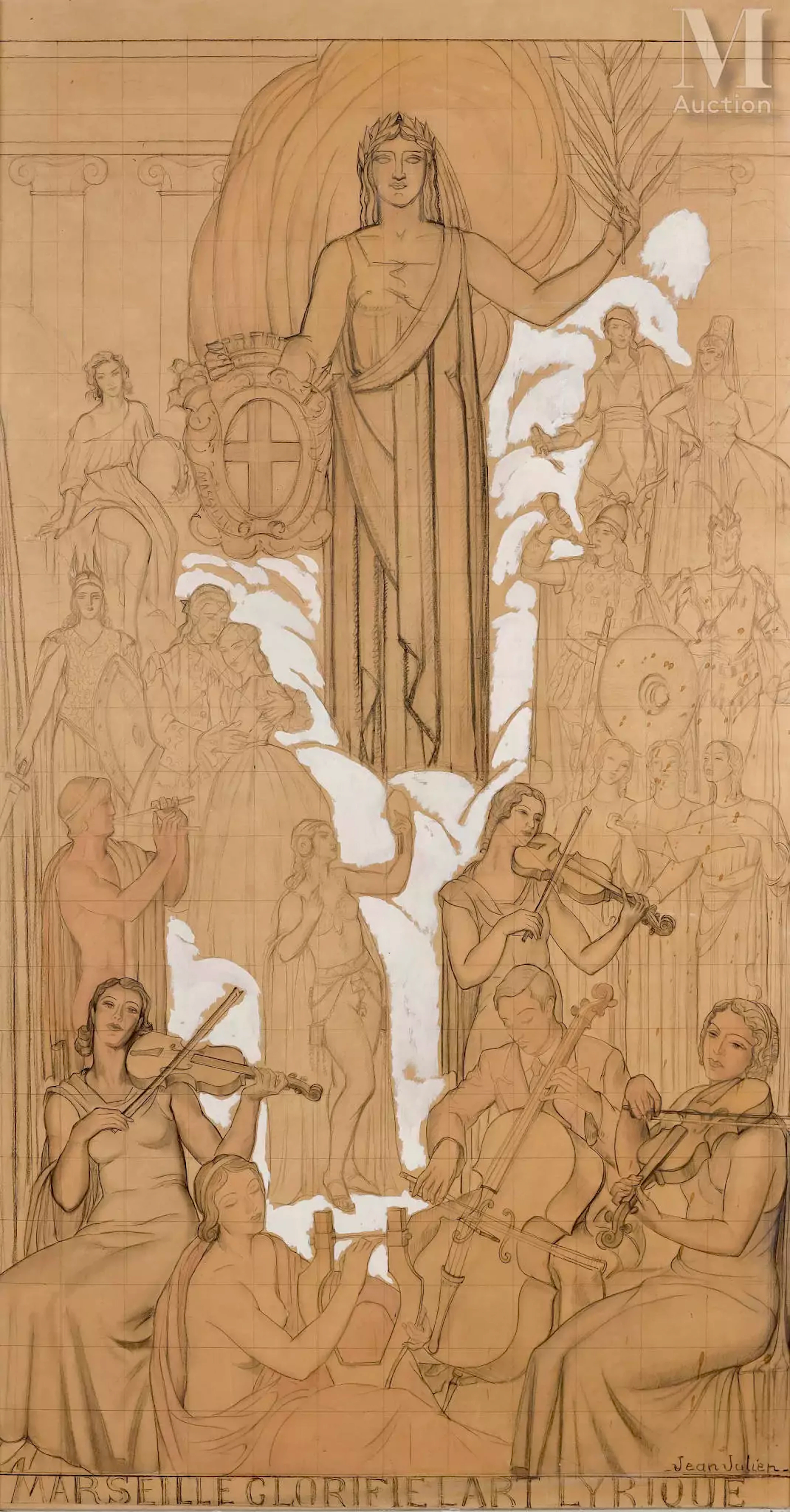 Jean JULIEN (1888-1974) Projet pour l'Opéra de Marseille : Marseille