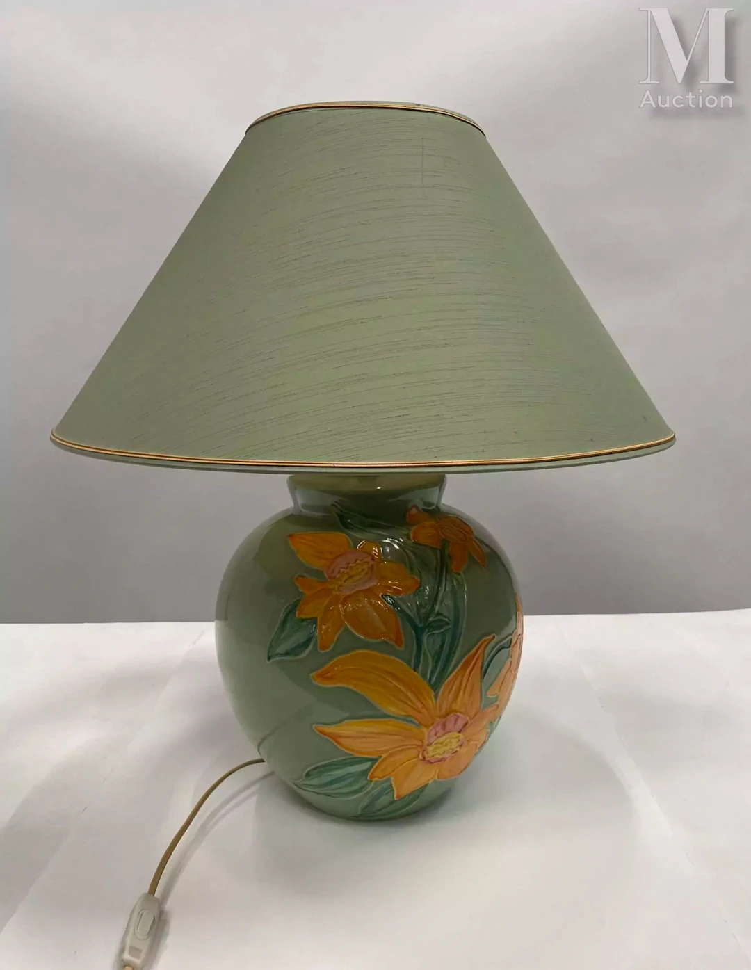 Lampadaire halogène en métal doré