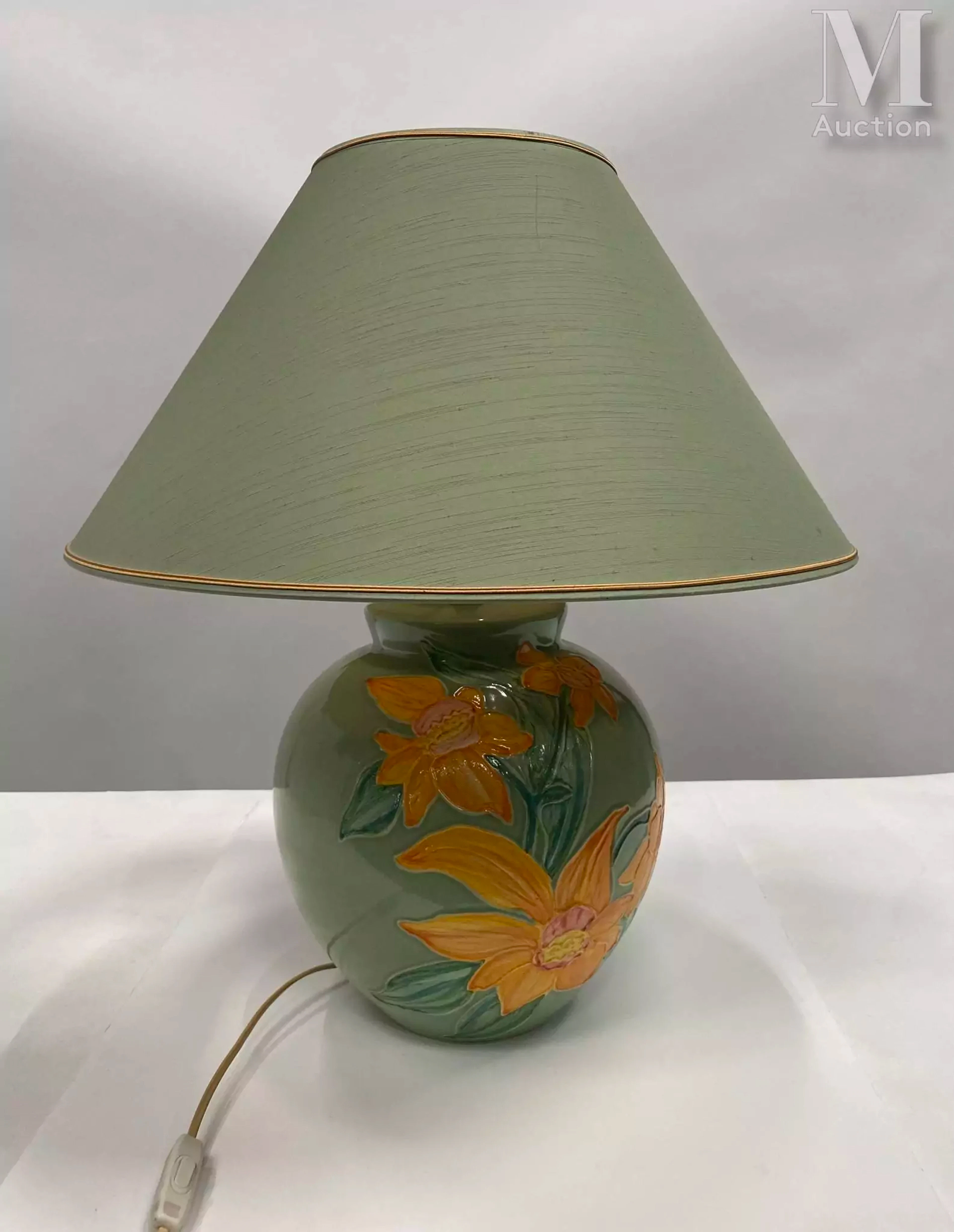 Lampadaire halogène en métal doré