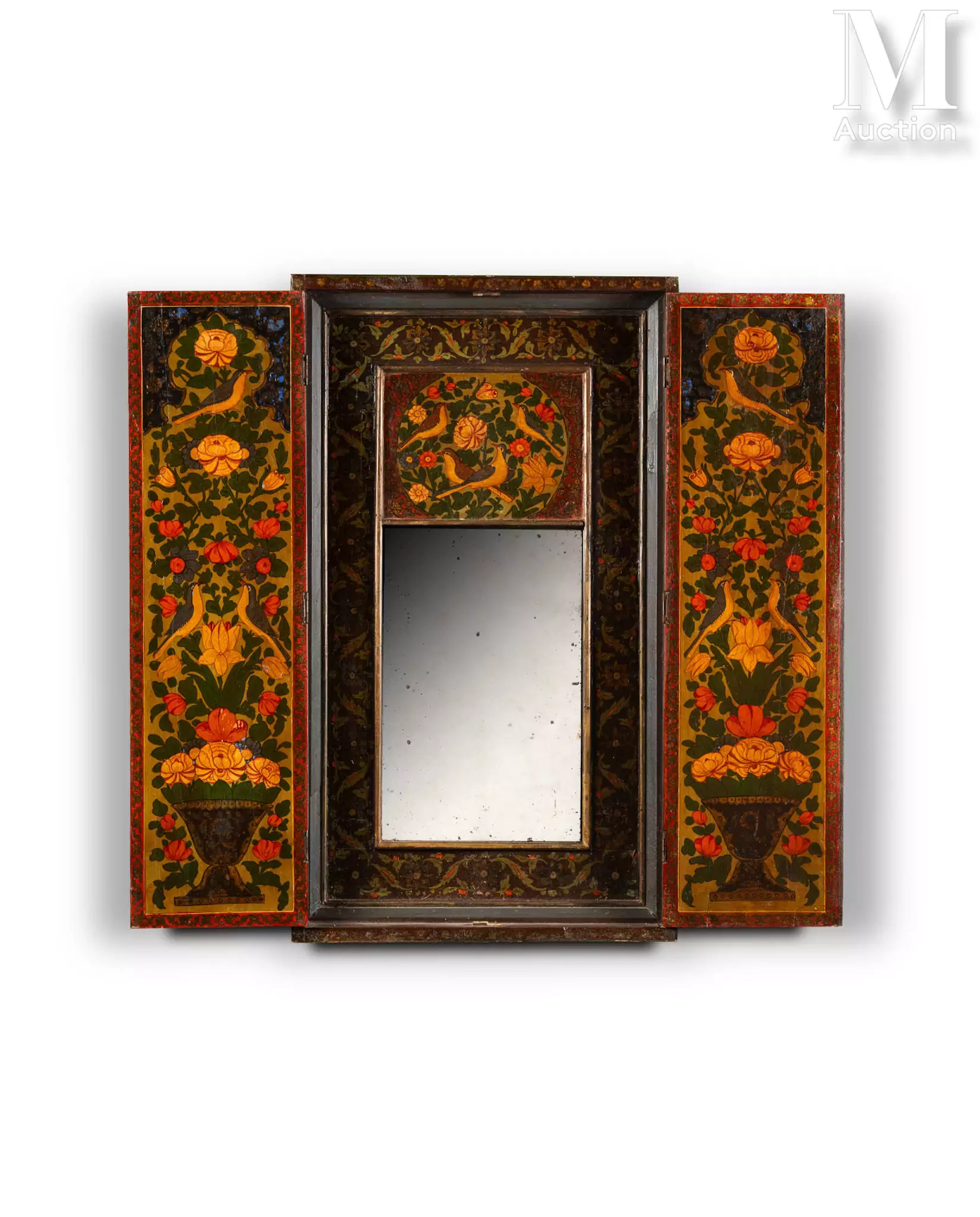 Miroir à battants aux gul-o bul-bul Iran qajar, XIXe siècle
