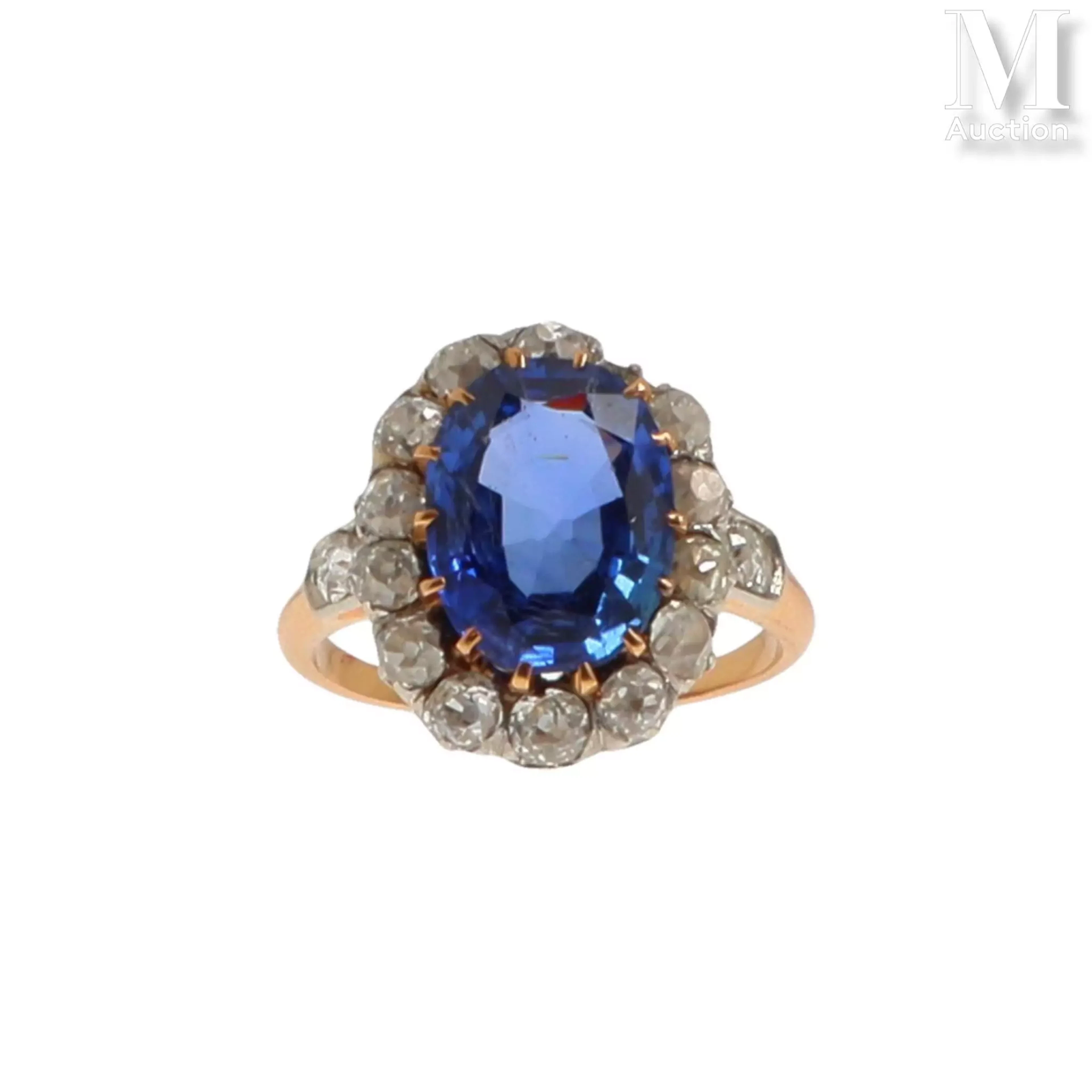 Bague marguerite saphir diamants