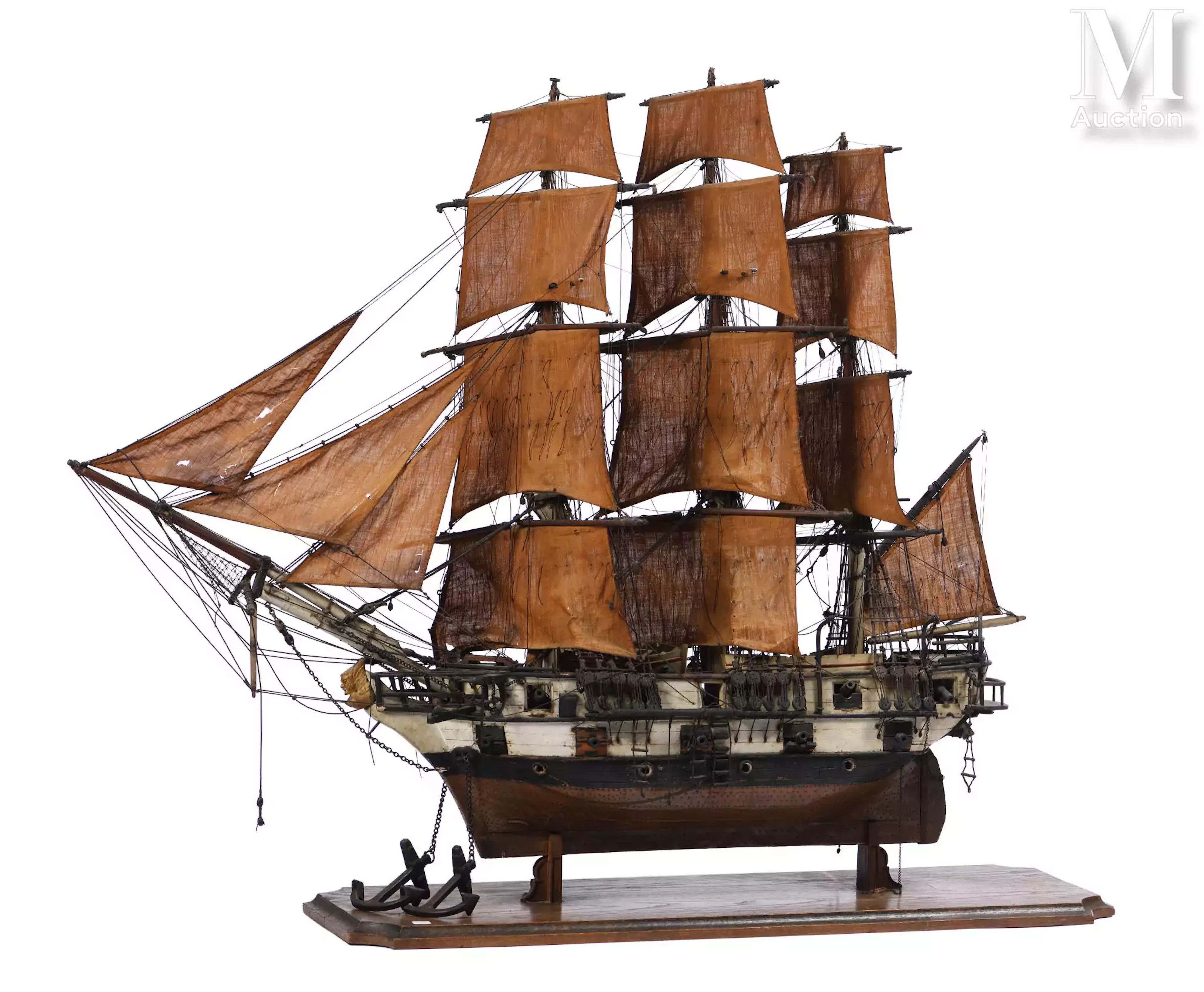 Maquette de Trois mats probablement une frégate, XIXe siècle