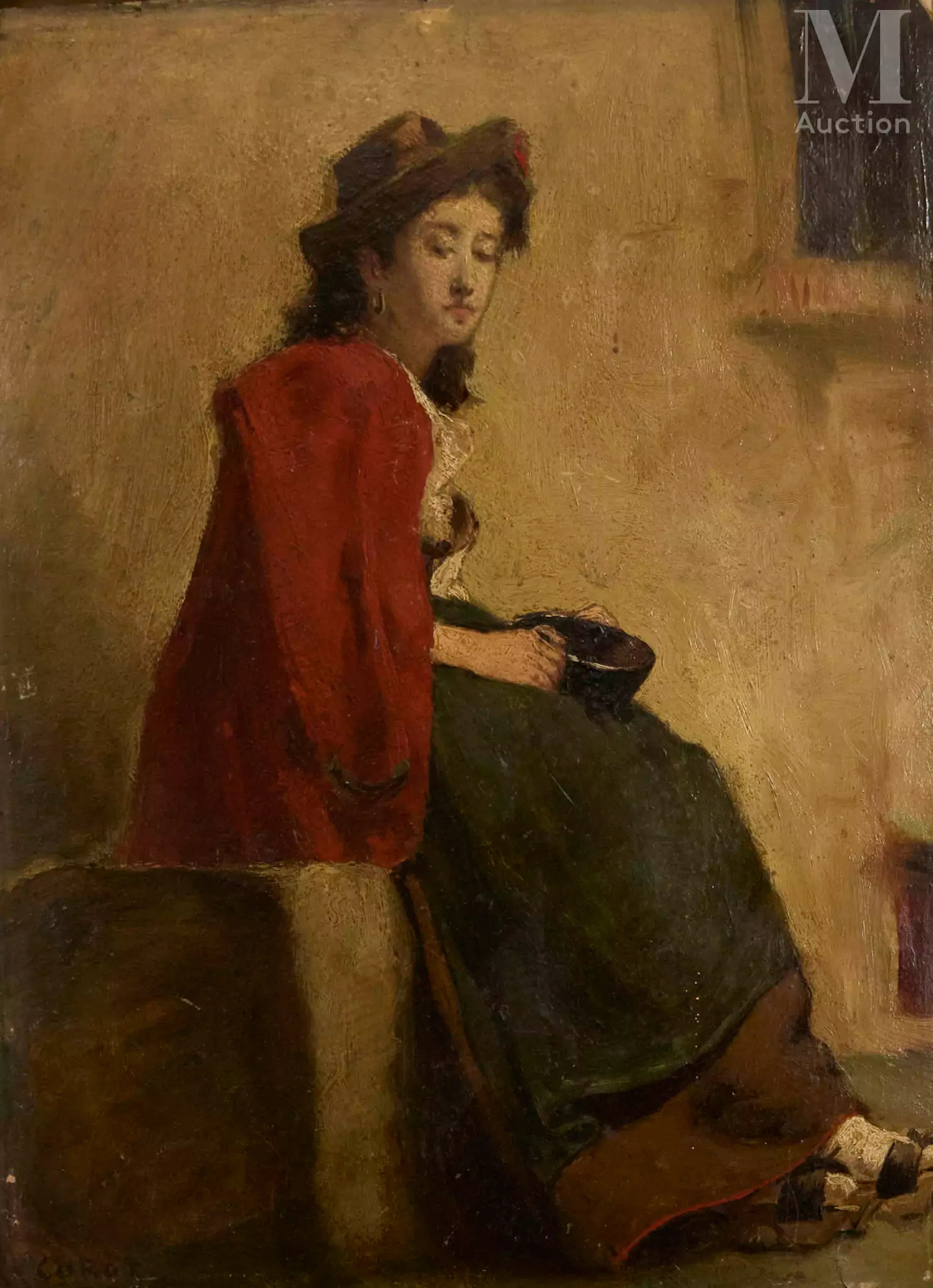 Ecole FRANCAISE de la fin du XIXe siècle Femme pensive assise