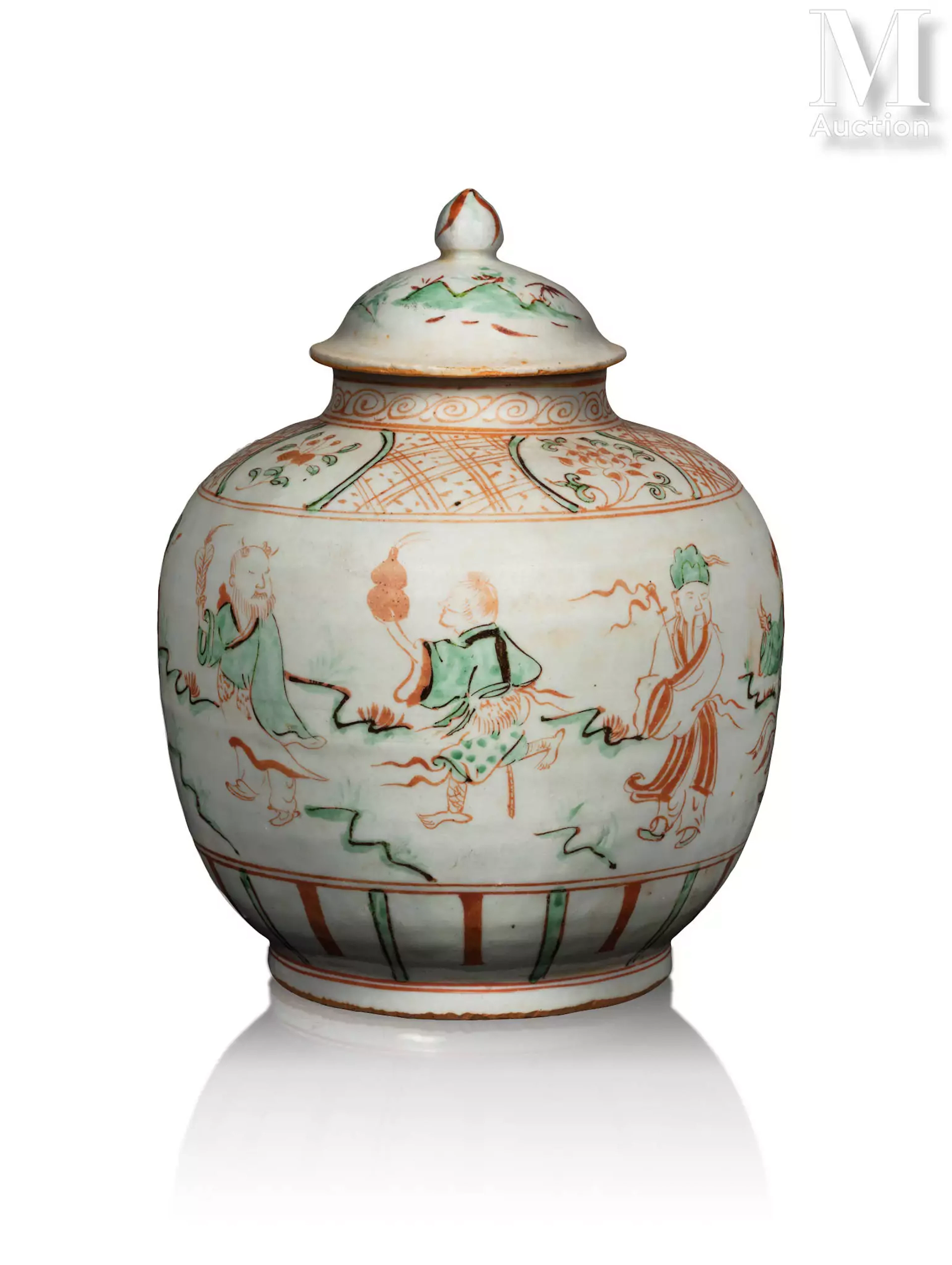CHINE, XIXe siècle Jarre couverte en porcelaine