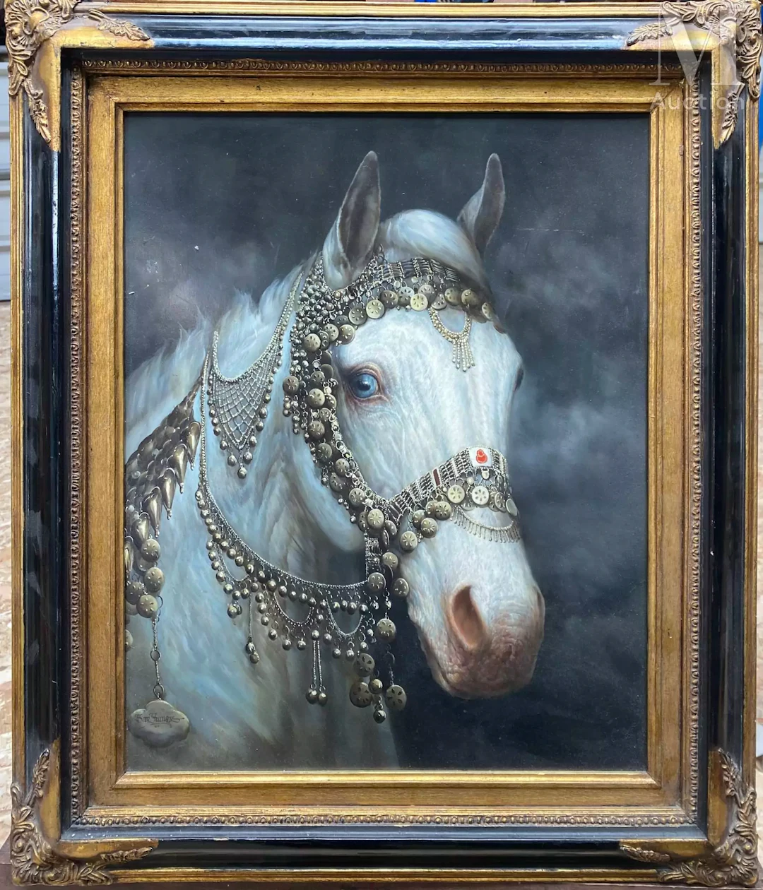 École du XX-XXIe siècle Tête de cheval blanc paré