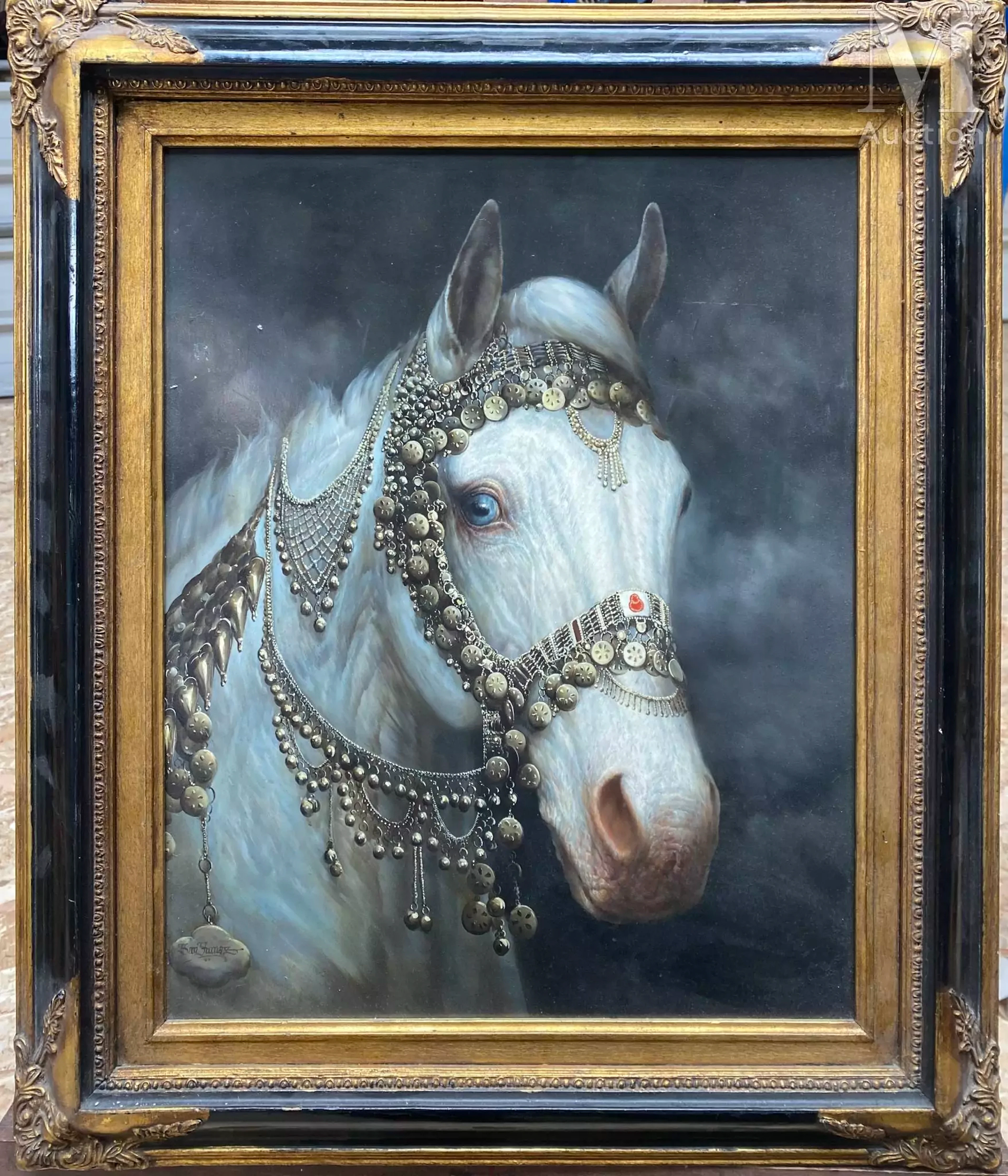 École du XX-XXIe siècle Tête de cheval blanc paré