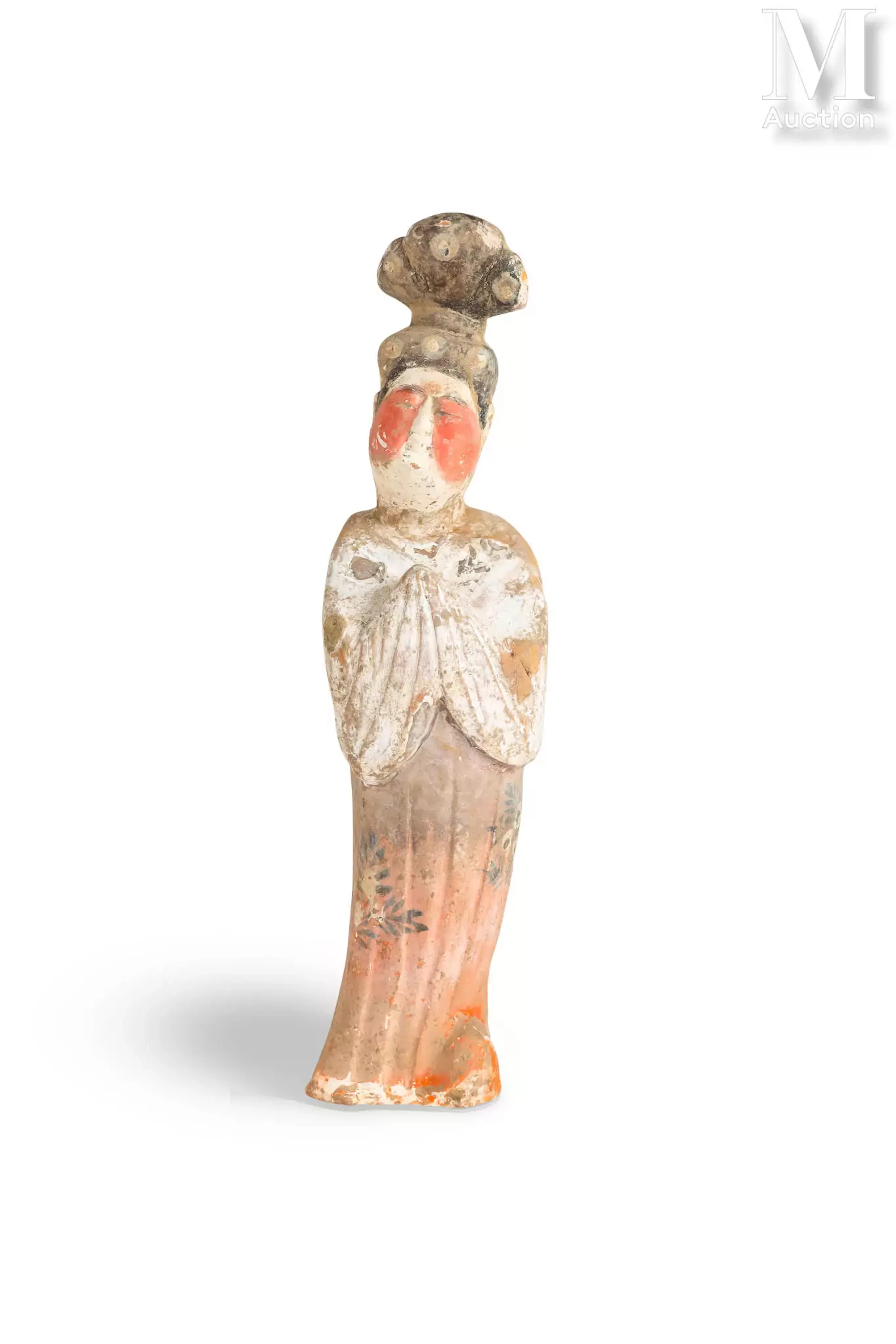 CHINE, Dynastie Tang Sujet en terre cuite polychrome