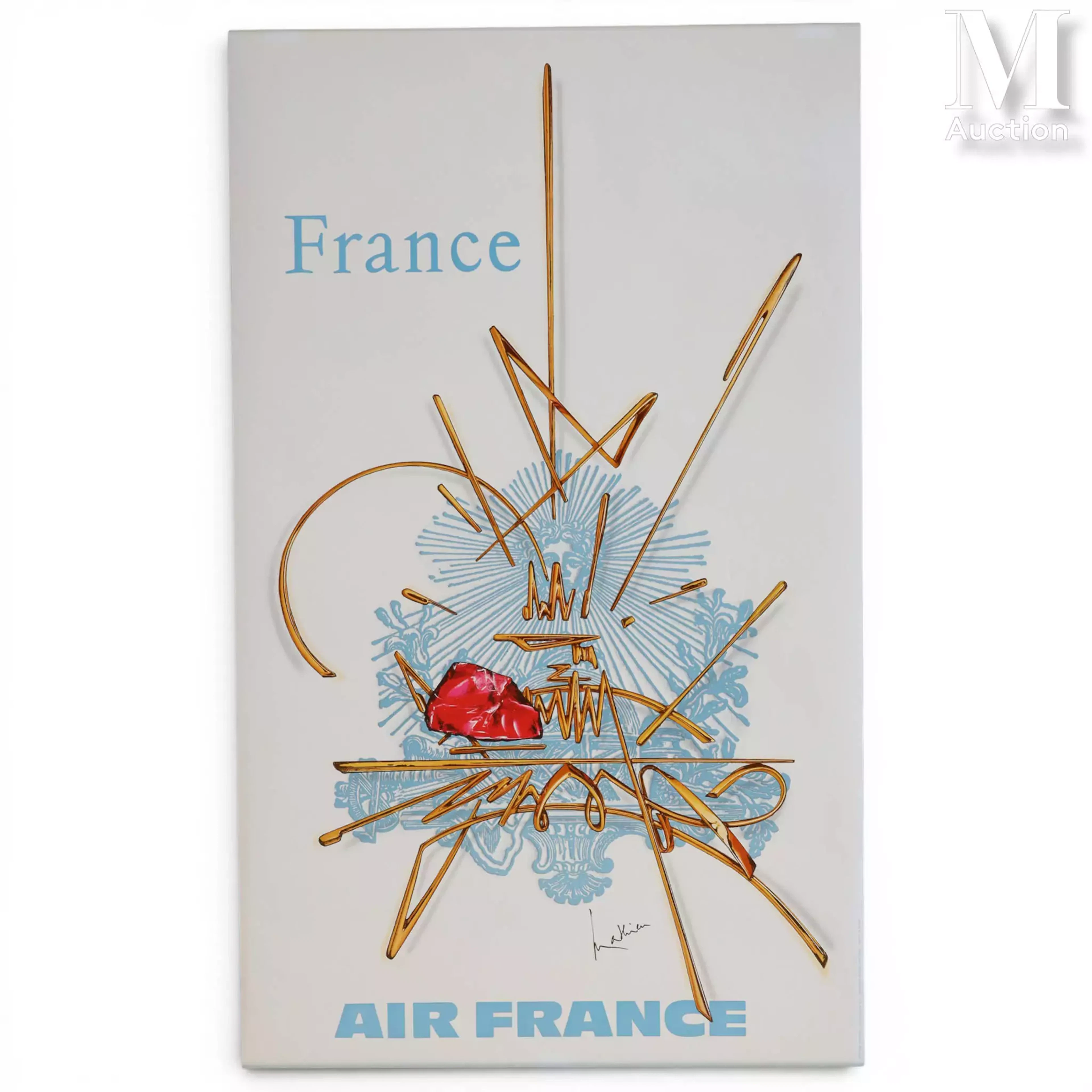 MATHIEU Georges (1921-2012) Affiche en couleur AIR FRANCE "FRANCE"