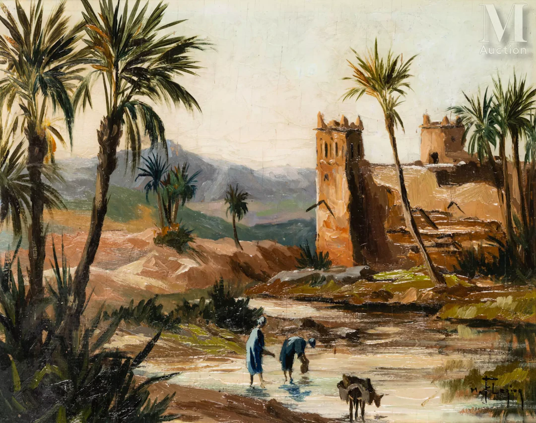 Max FLEGIER (Actif au XXe siècle) Paysage sud marocain