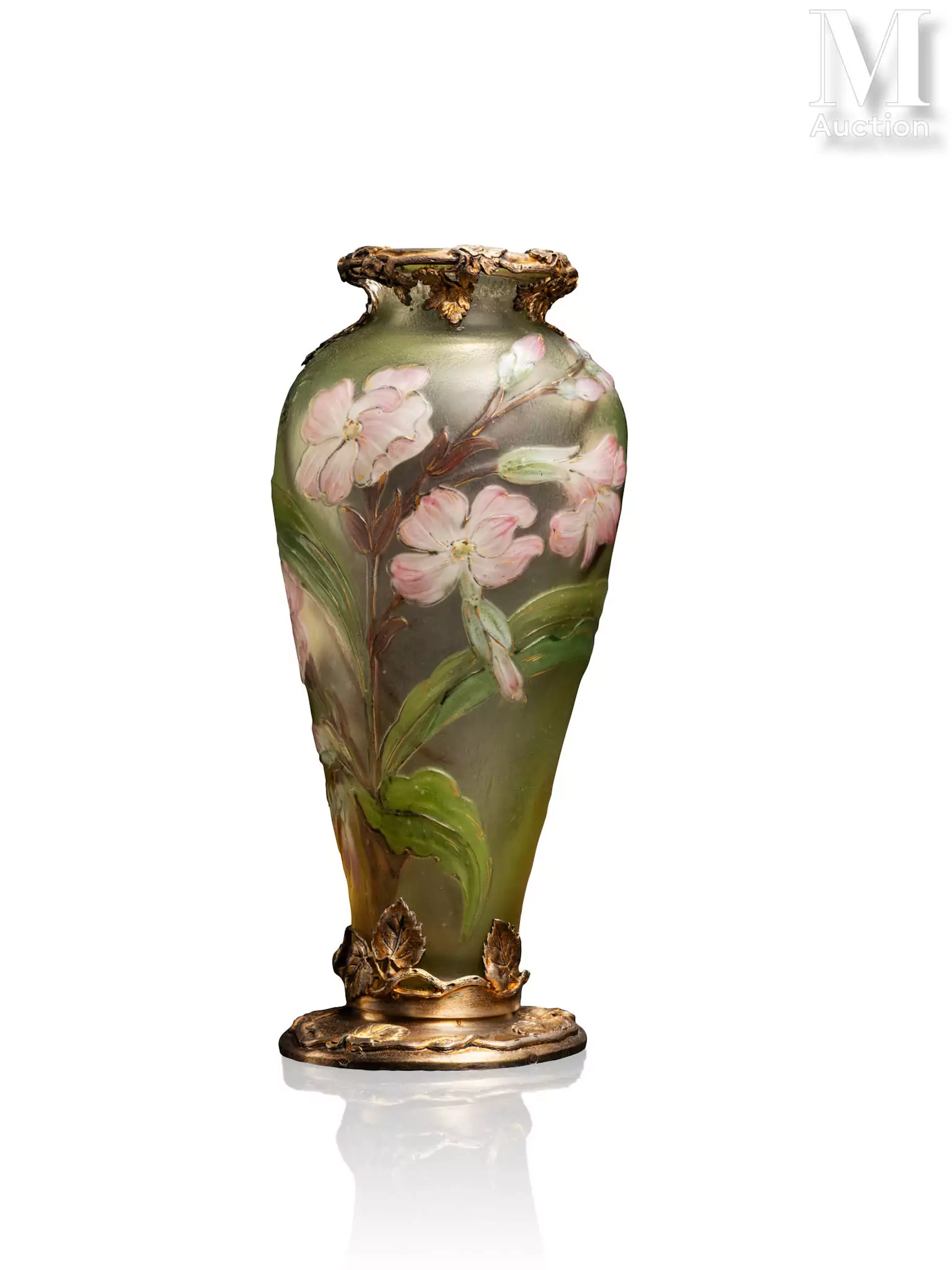BURGUN SCHVERER (Verrerie d'Art de Lorraine) "Laurier rose"