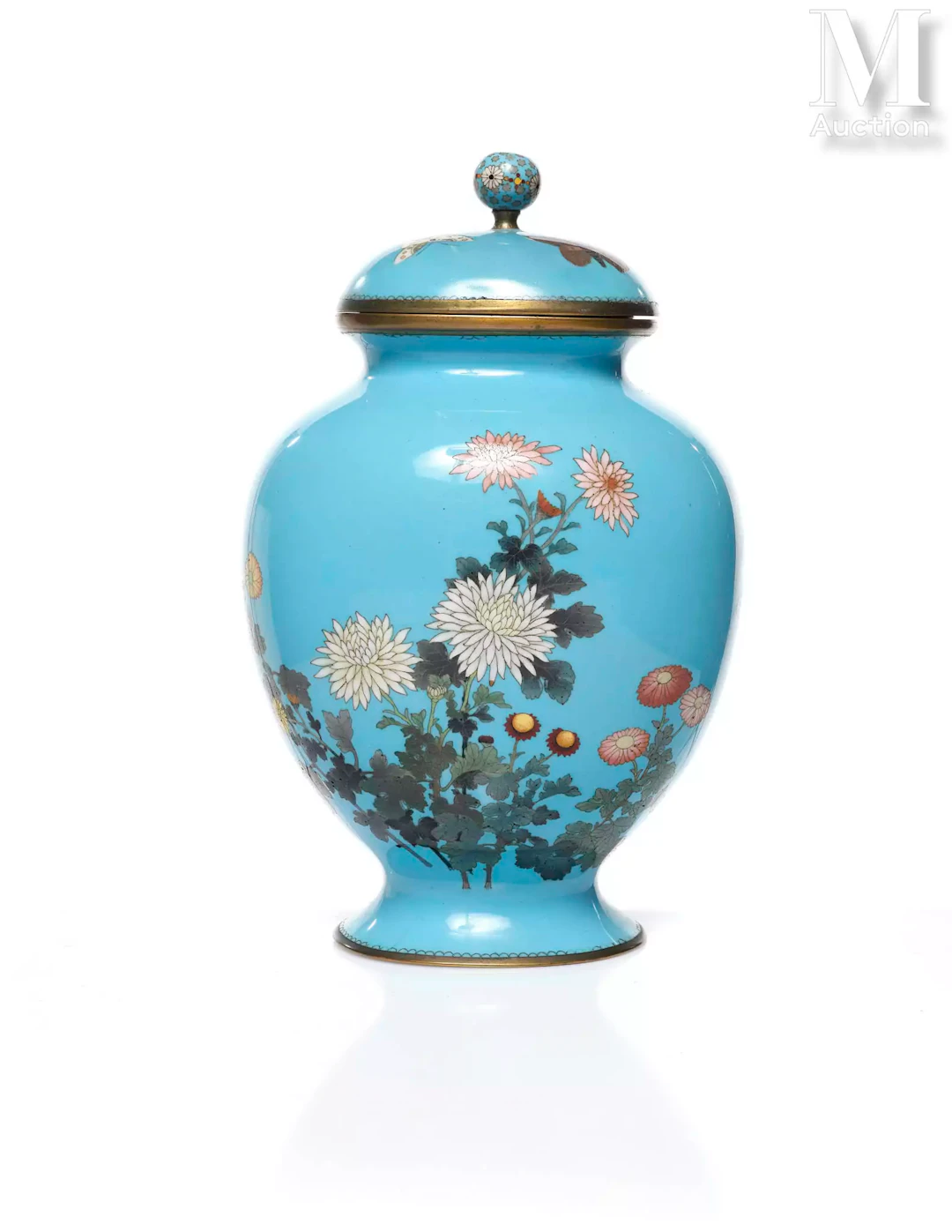 JAPON, Epoque Meiji Vase couvert en émaux cloisonnés
