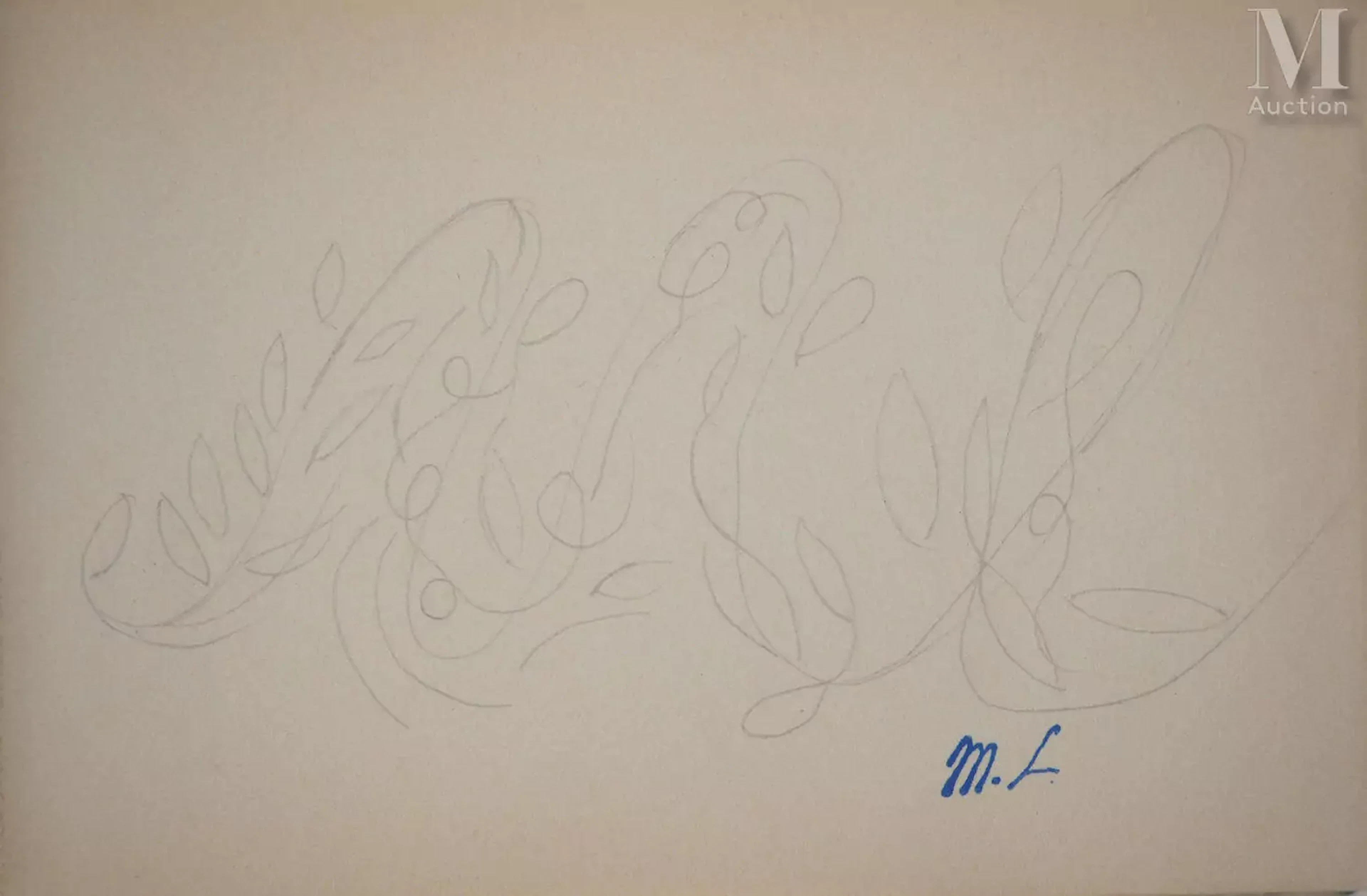 LAURENCIN Marie (1883-1956) Etude d'ornement végétal