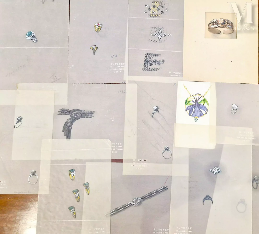 R. TOPET Projets gouachés de bijoux