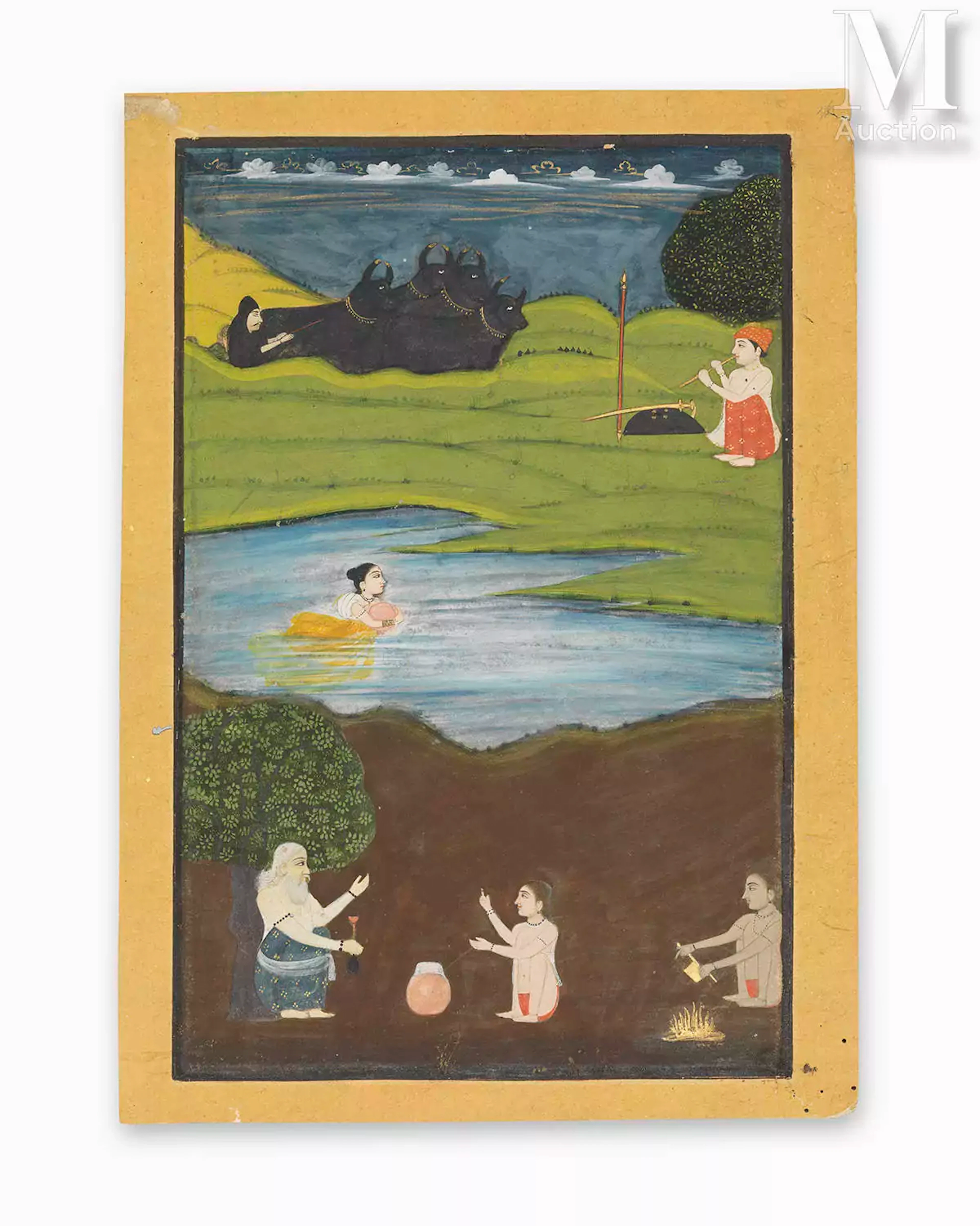 Ⓛ Sohni traversant la rivière à la nage pour rejoindre Mahiwal Inde