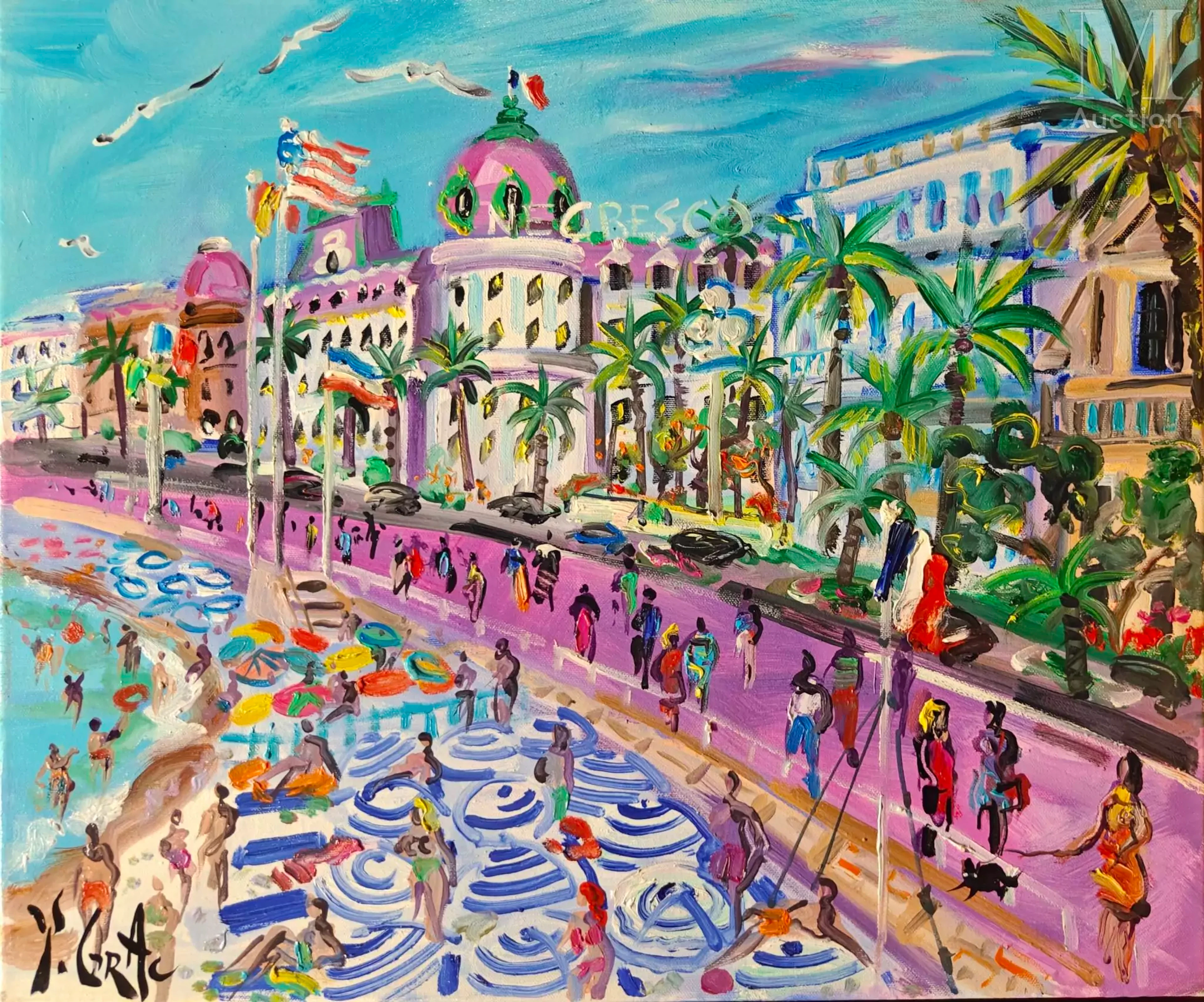 Yvon GRAC (1945) Le Negresco, phare de la baie des anges