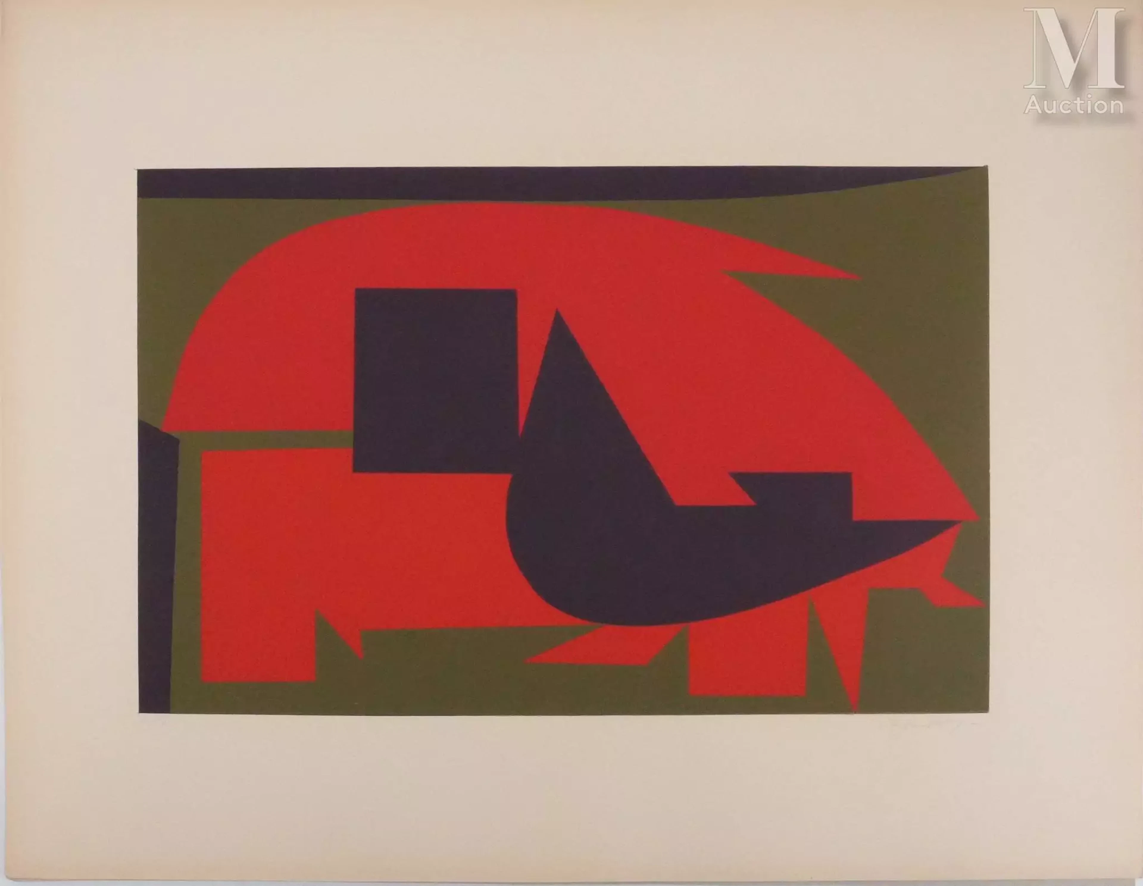 VASARELY Victor Garam, Composition abstraite en violet et rouge, 1948
