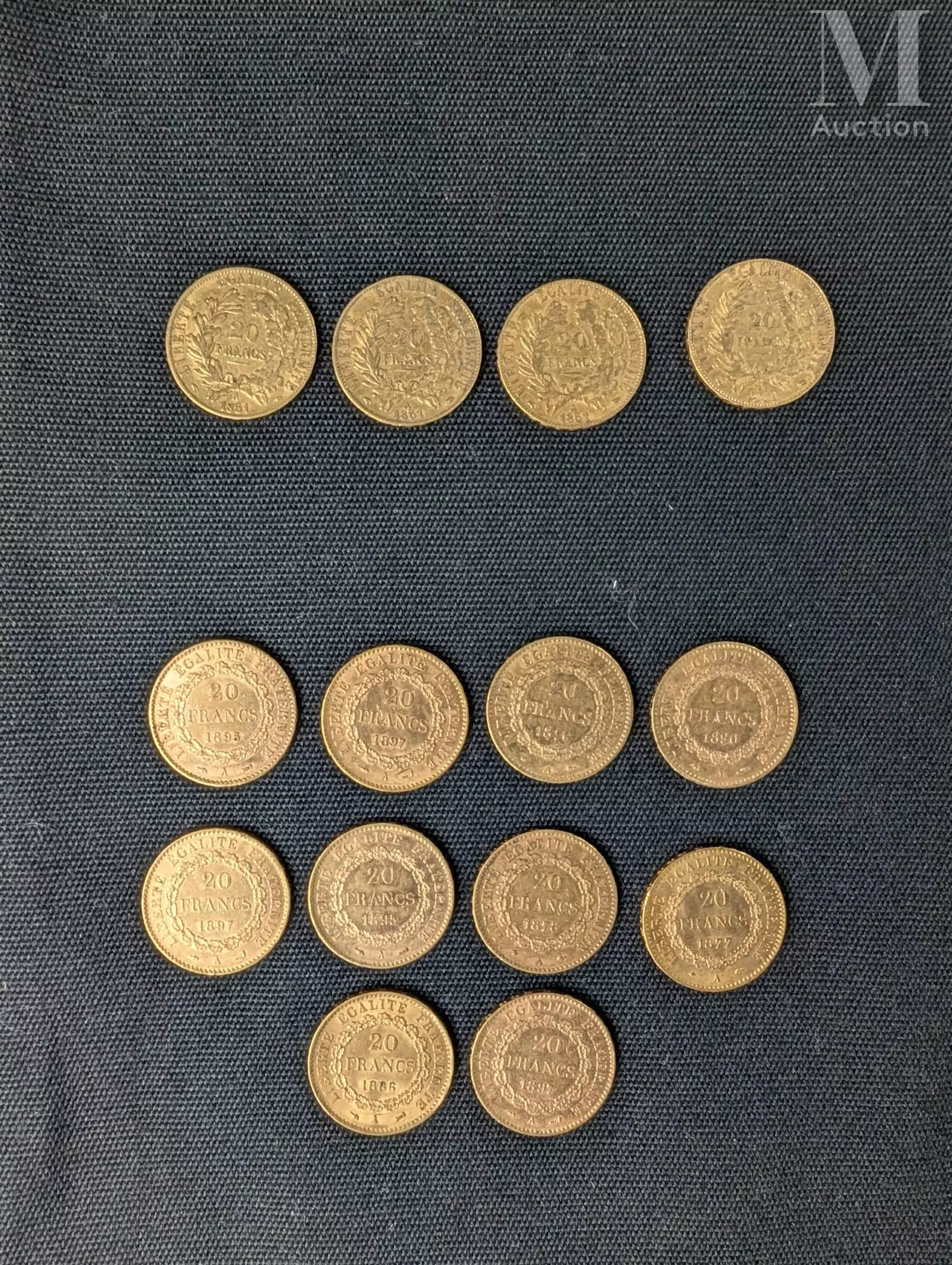 14 pièces de 20 francs or