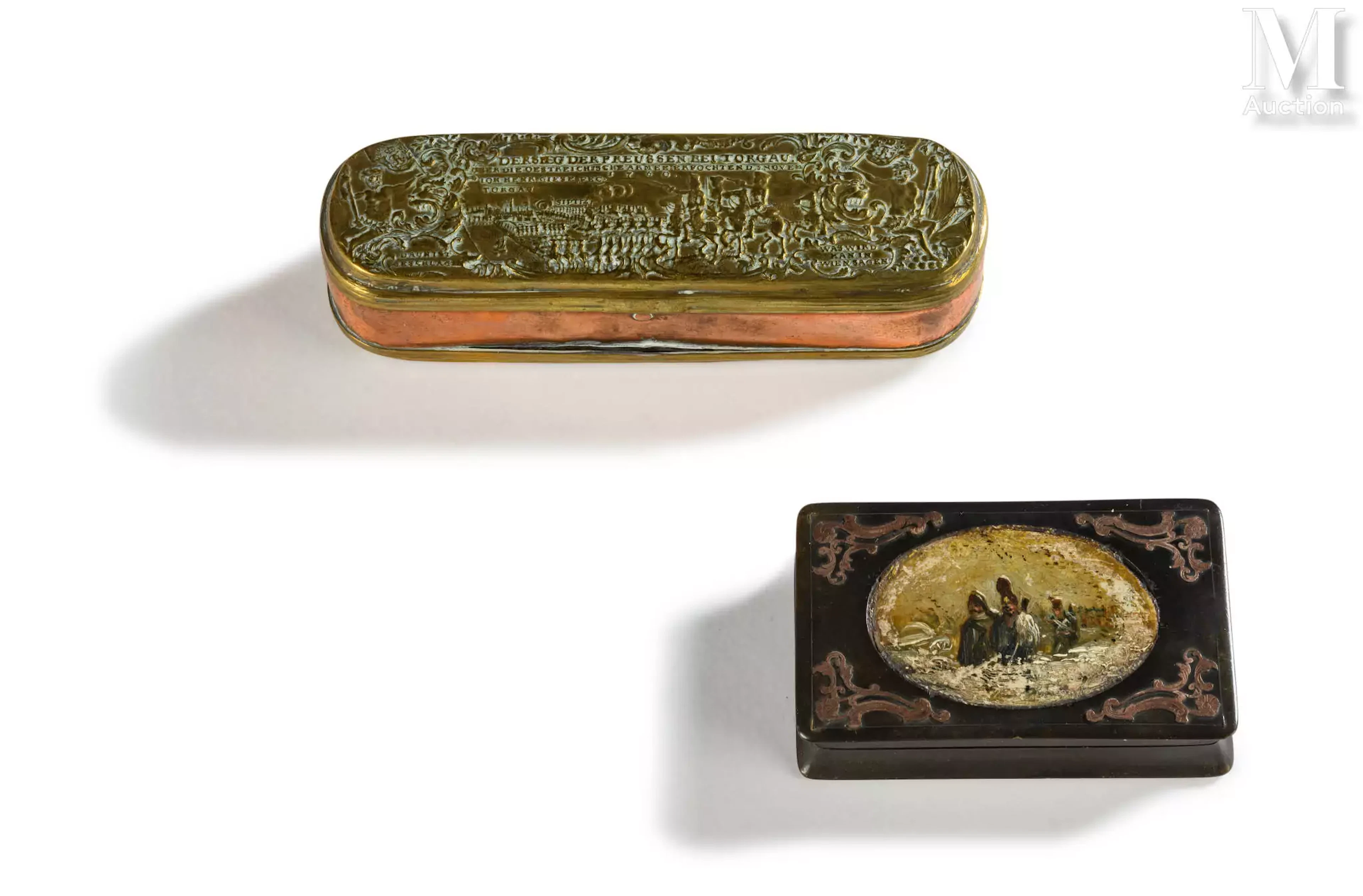 Deux boites ou tabatières, Europe, XVIIIe et XIXe siècles;