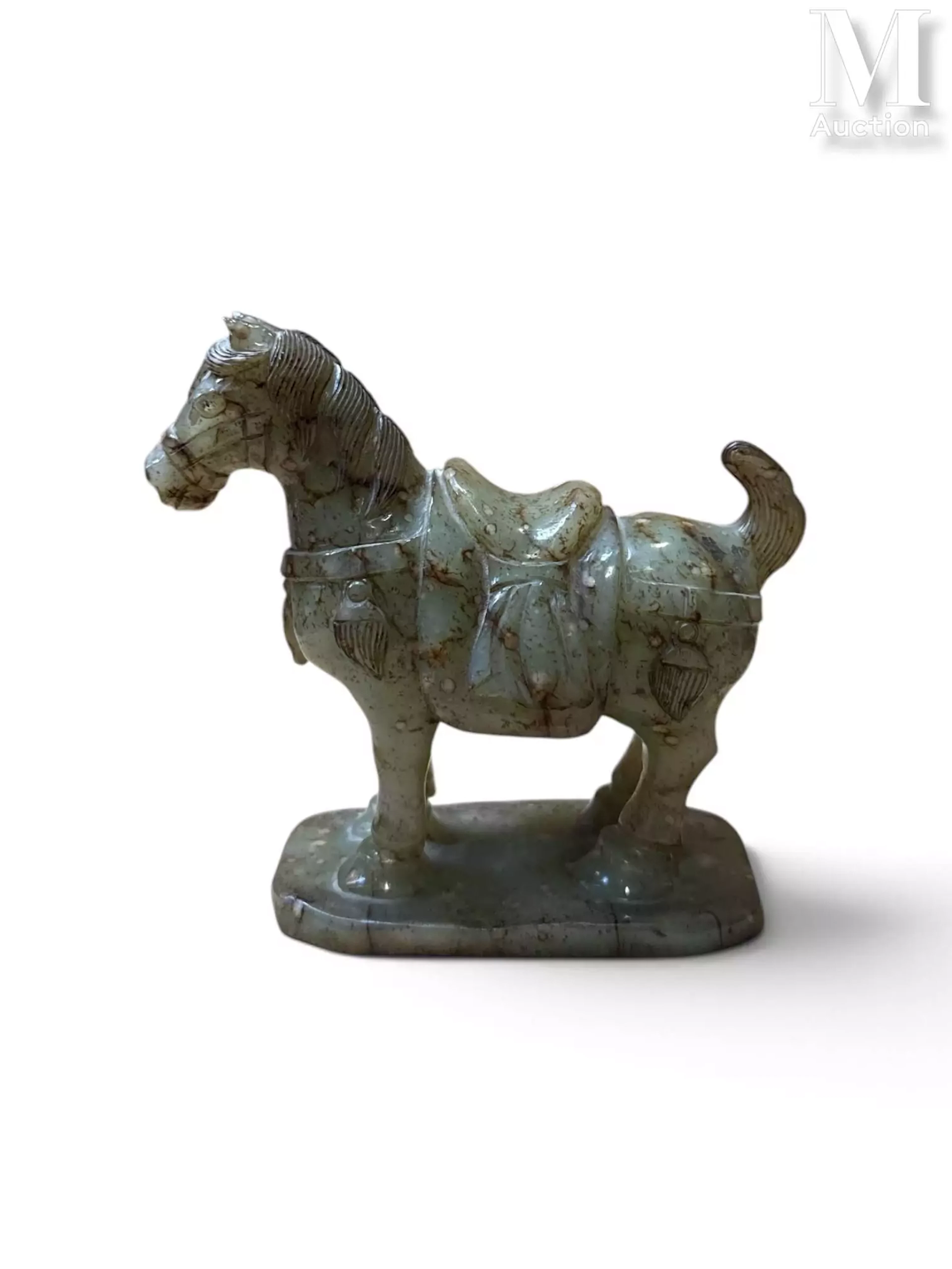 CHINE, XXe Cheval en jadéite