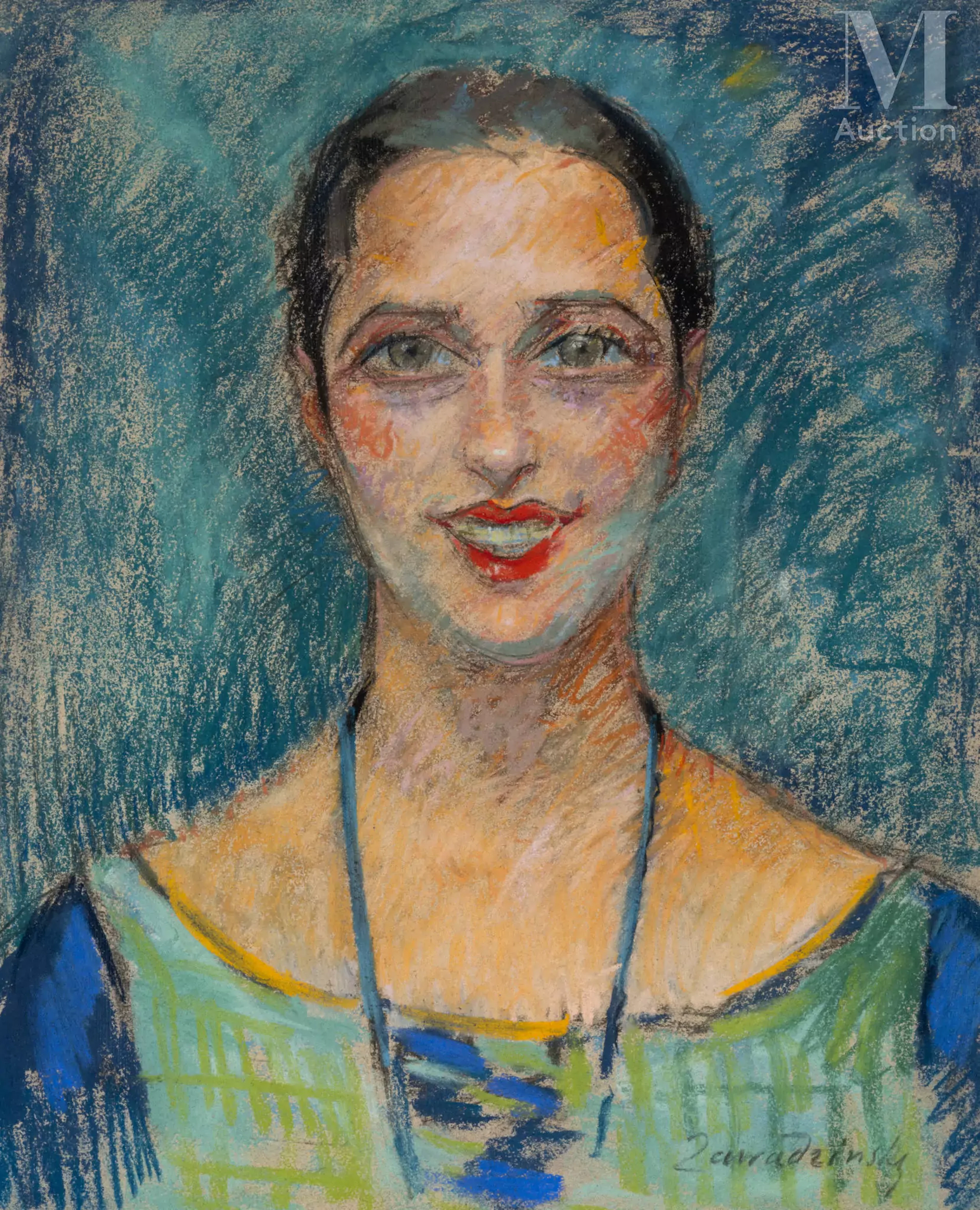 Czeslaw ZAWADZINSKI (1878 - 1936) Portrait de femme souriant