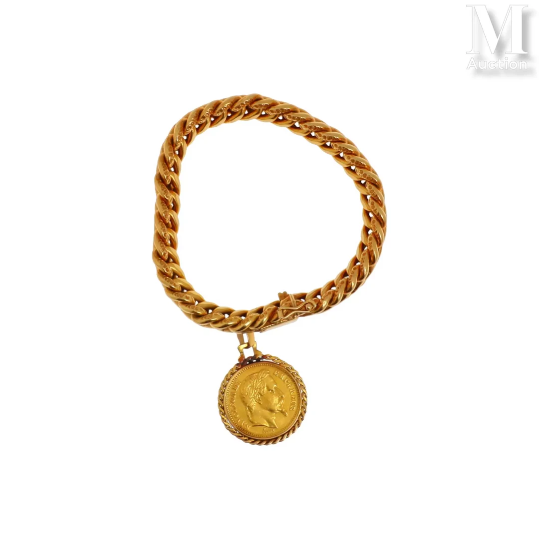 Bracelet gourmette pièce or