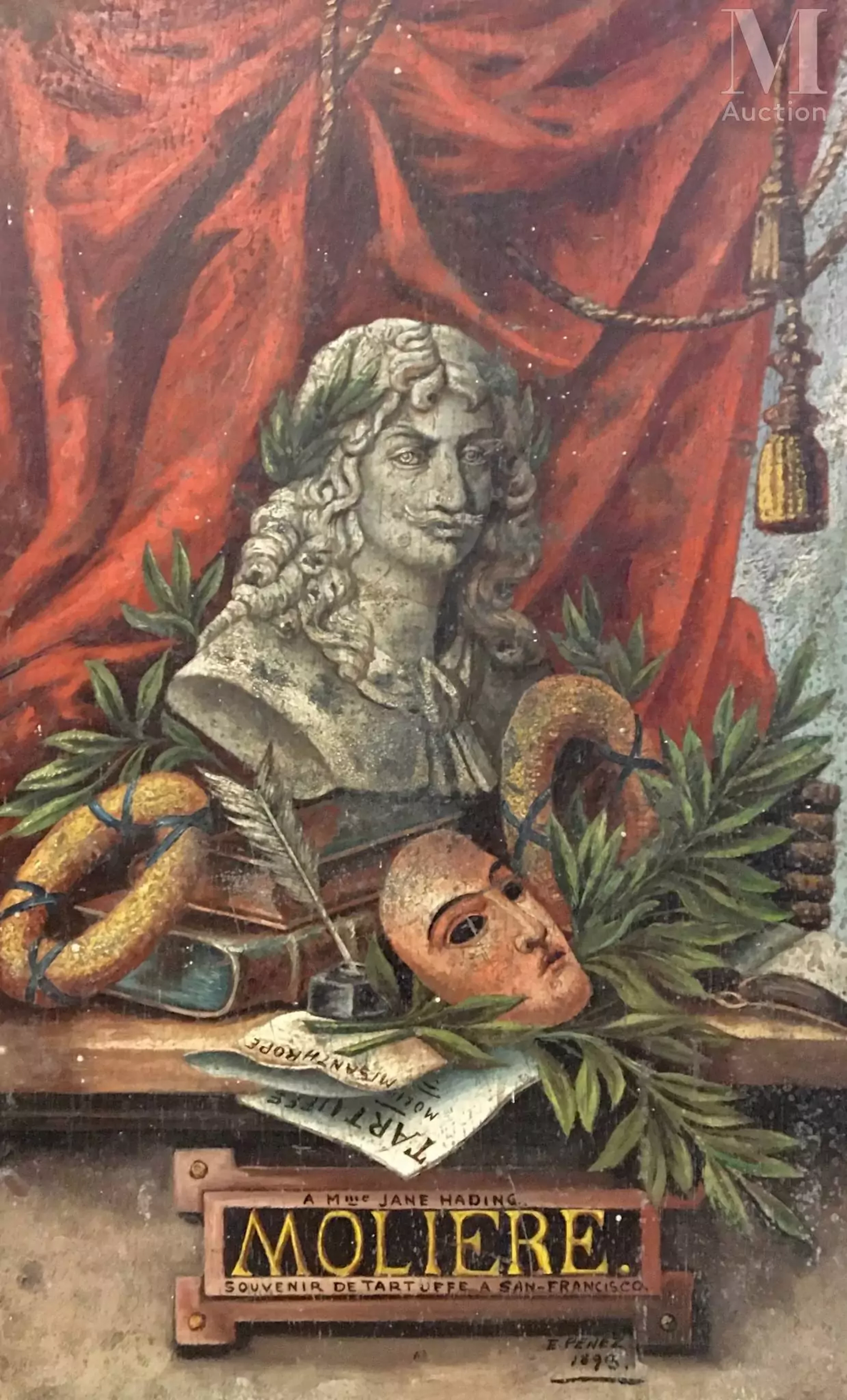 Ecole FRANCAISE du XXème siècle Molière et ses attributs