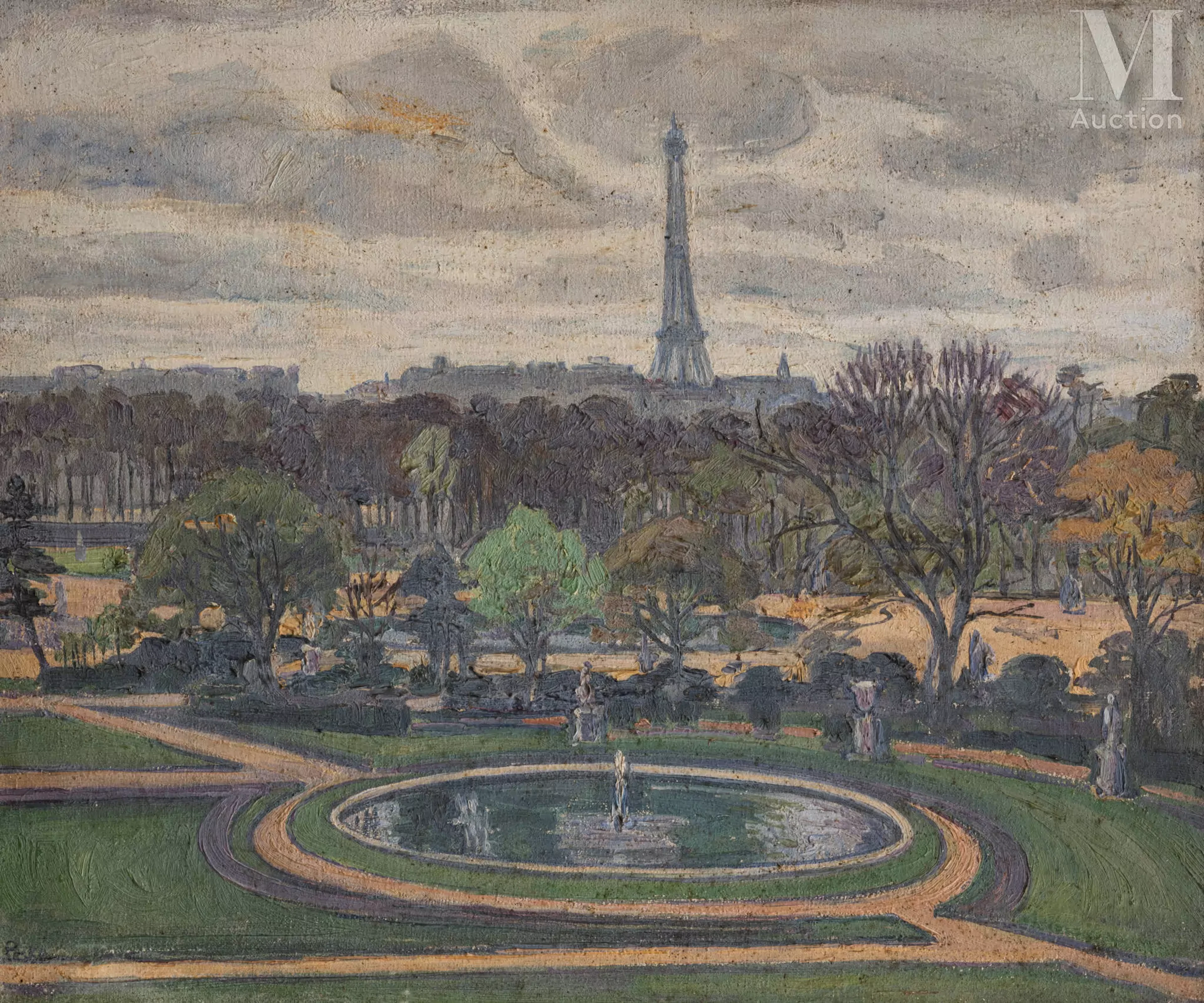 Jean Misceslas PESKE (Golta 1870 - Le Mans 1949) Tuileries et Tour Eiffel