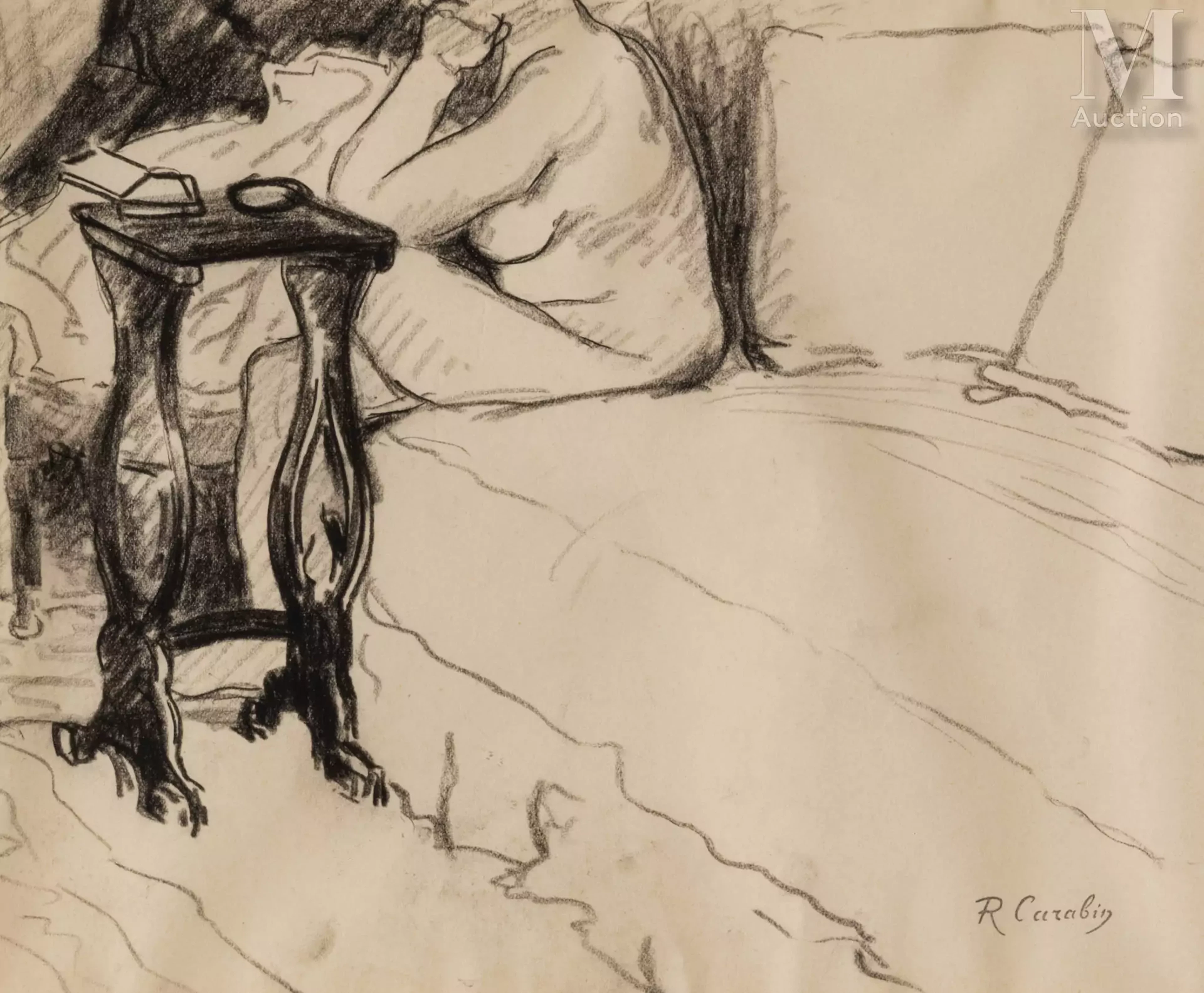 François-Rupert CARABIN (1862-1932) Nu assis au chevet