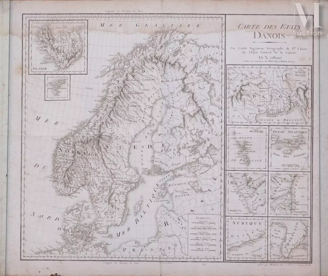 Ensemble de quatre cartes : BAIE de CASTIES, LIÈGE, DAS NURENBERGISCHE