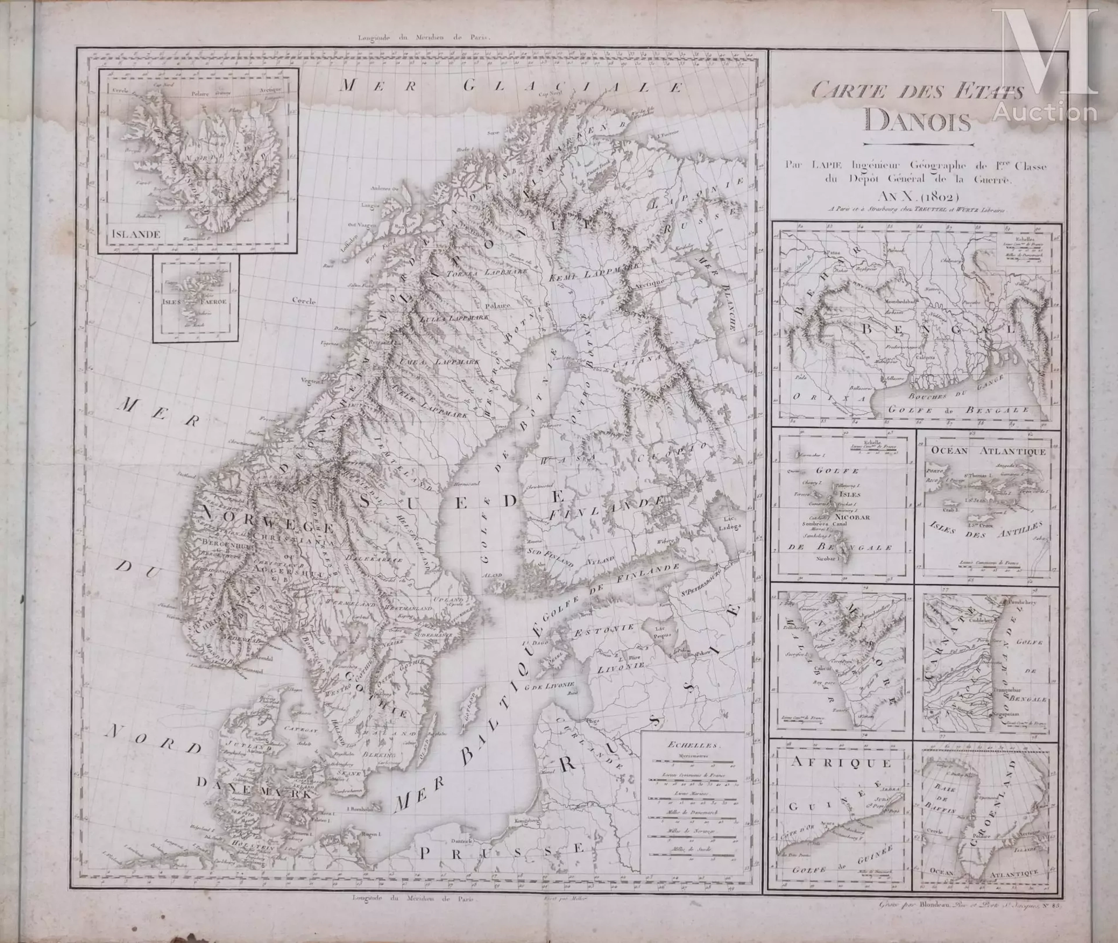 Ensemble de quatre cartes : BAIE de CASTIES, LIÈGE, DAS NURENBERGISCHE