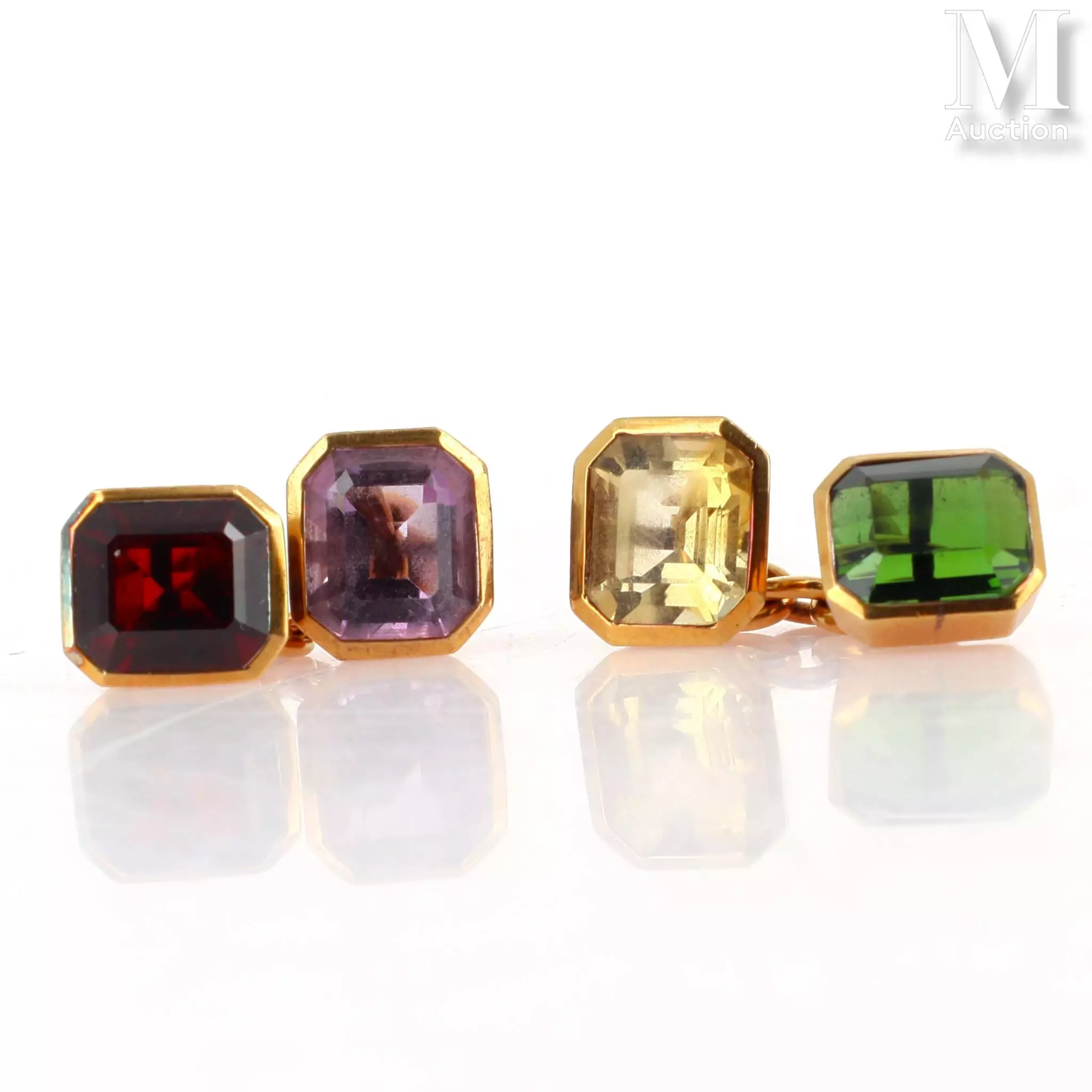 Boutons de manchettes pierres de couleur