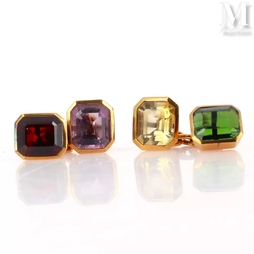 Boutons de manchettes pierres de couleur