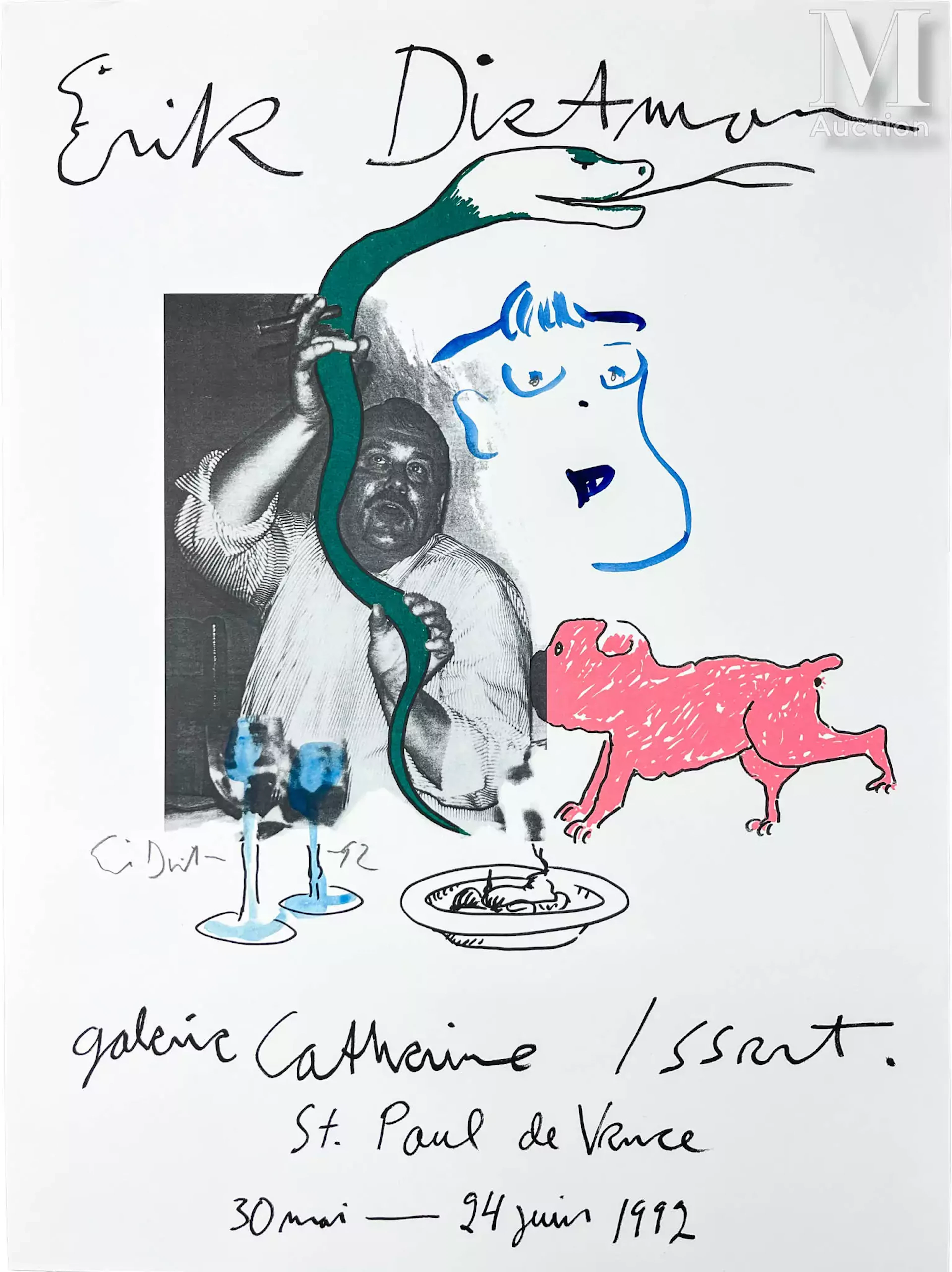 Erik DIETMAN (1937-2002) Affiche réhaussée d’un dessin, 1992